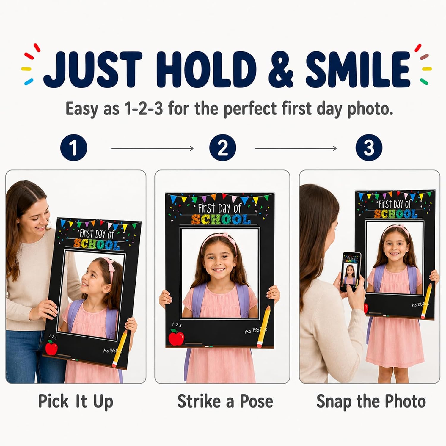 NUOBESTY First Day of School Photo Booth Frame, Back to School Prop Sign image 3