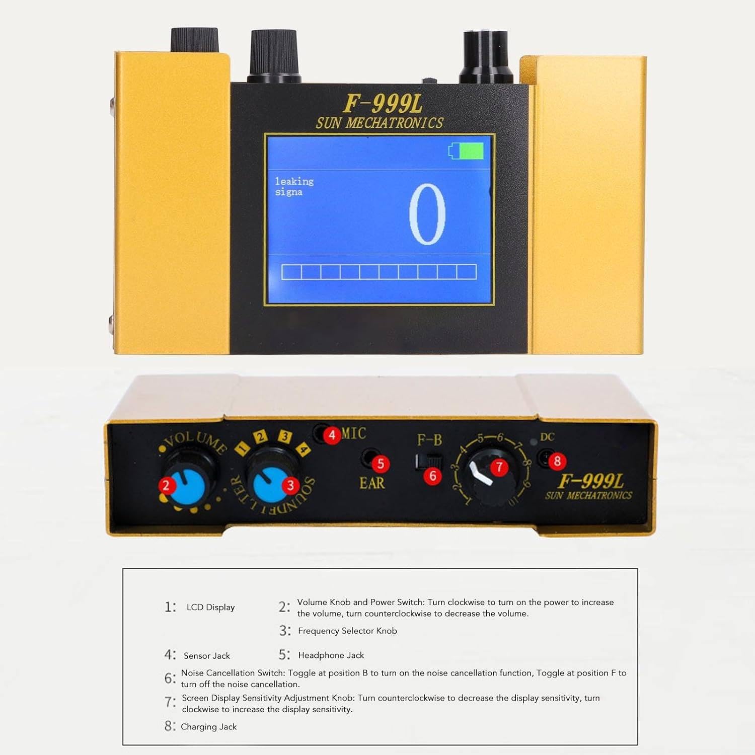 Detector de Fugas de Agua,Detector de Fugas de Agua en tuberías subterráneas para Uso Interior y Exterior,Equipo Profesional de detección de Fugas,Detección de Fugas en tuberías de Agua