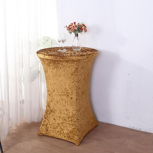 Efavormart - Funda para mesa de cóctel de terciopelo triturado dorado