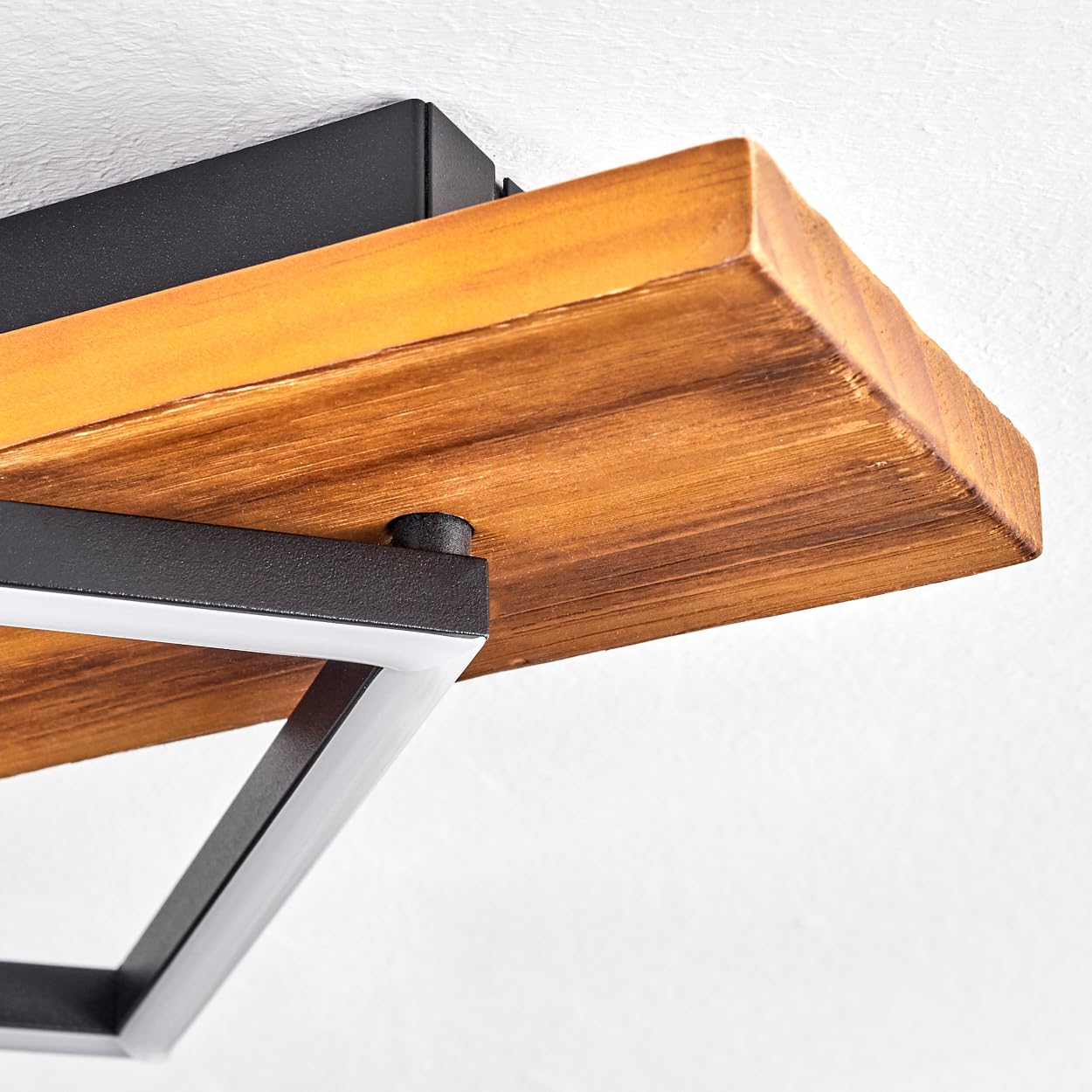 Plafoniera a LED HOFSTEIN Pompu, in metallo/legno/plastica in marrone scuro/nero/bianco, 56W, 7600 lumen, 3000 Kelvin, lampada moderna per camera da letto, sala da pranzo, soggiorno, cucina, corridoio