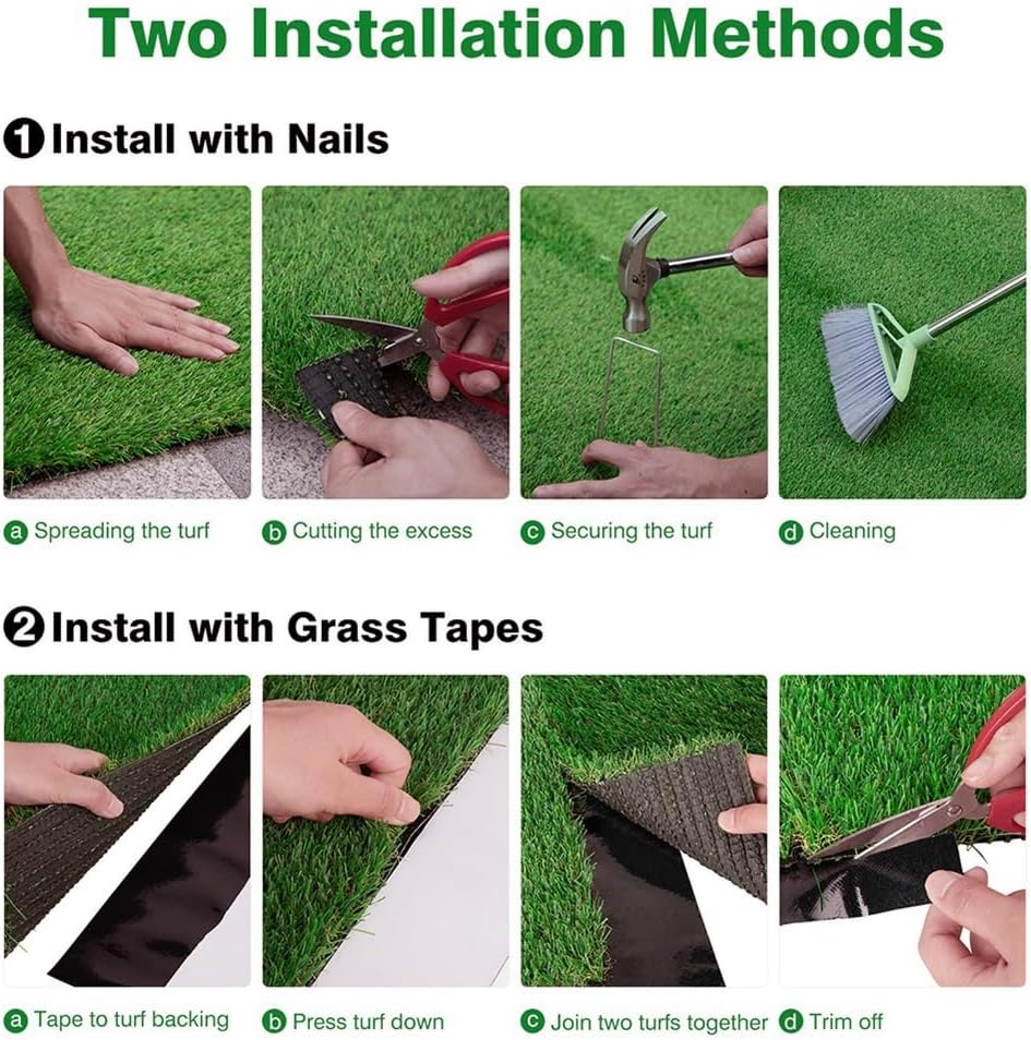 Realistic Artificial Grass Turf, Indoor Outdoor Lawn Landscape Pet Dog Mat Synthetic Thick Fake Grass Rug Carpet for Garden Backyard Balcony,2FT X 7FT