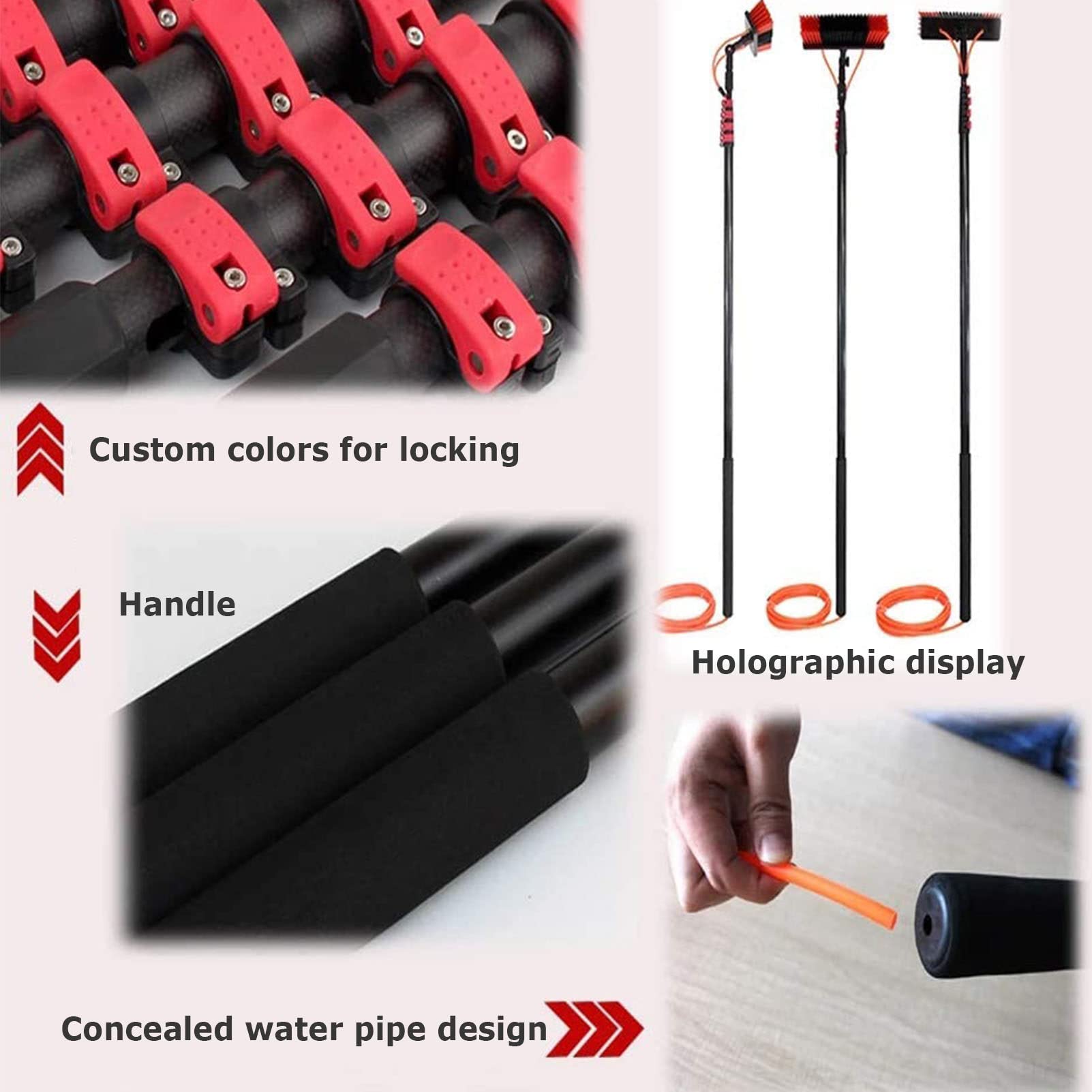 Kit di spazzole estensibili per la pulizia dei pannelli solari, palo telescopico alimentato ad acqua da 3,6-12 m, spazzola da 55 cm per una pulizia efficiente di tetti e finestre, perfetto per sistemi