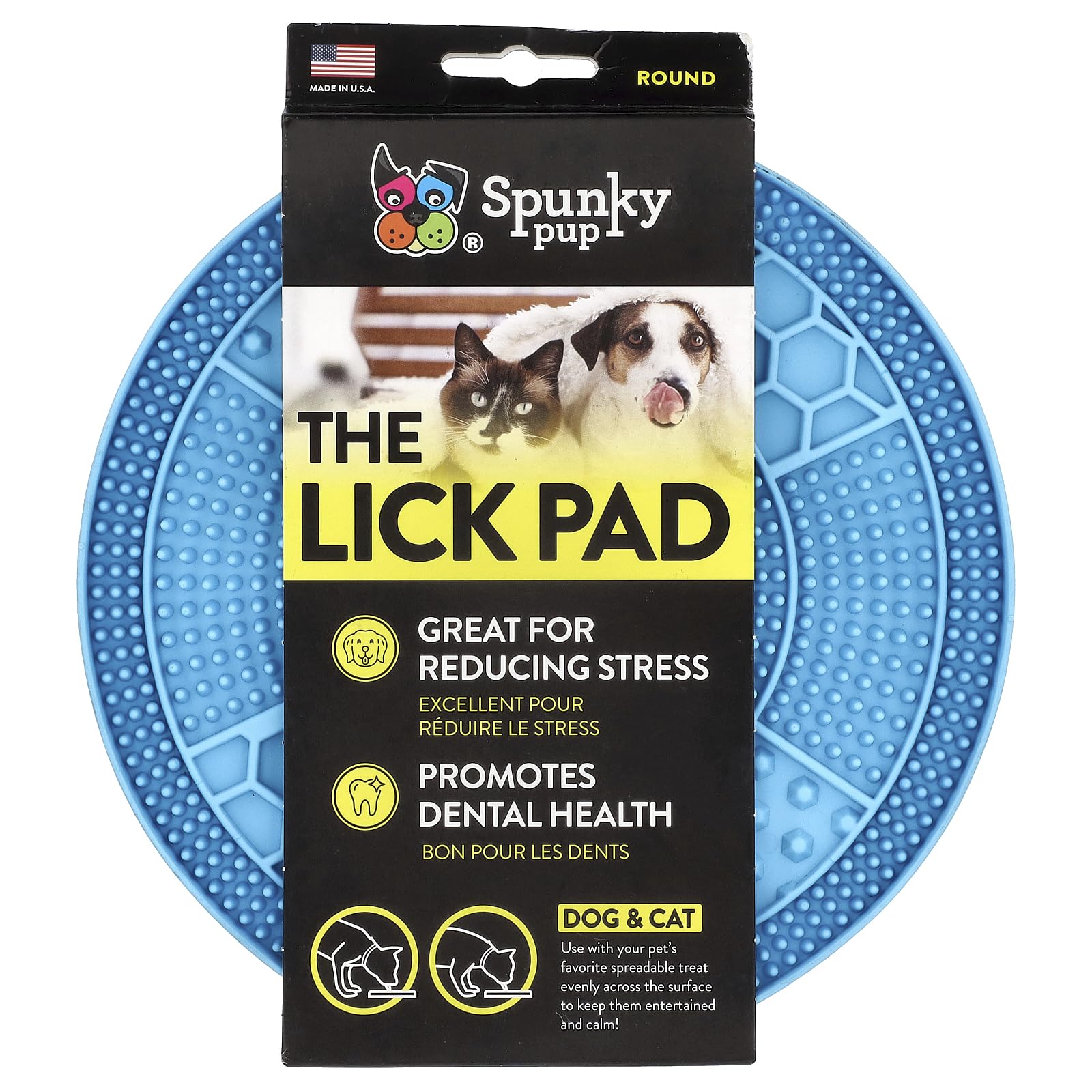 Tapis à lécher rond Spunky pup jouet d'occupation et enrichissement canin