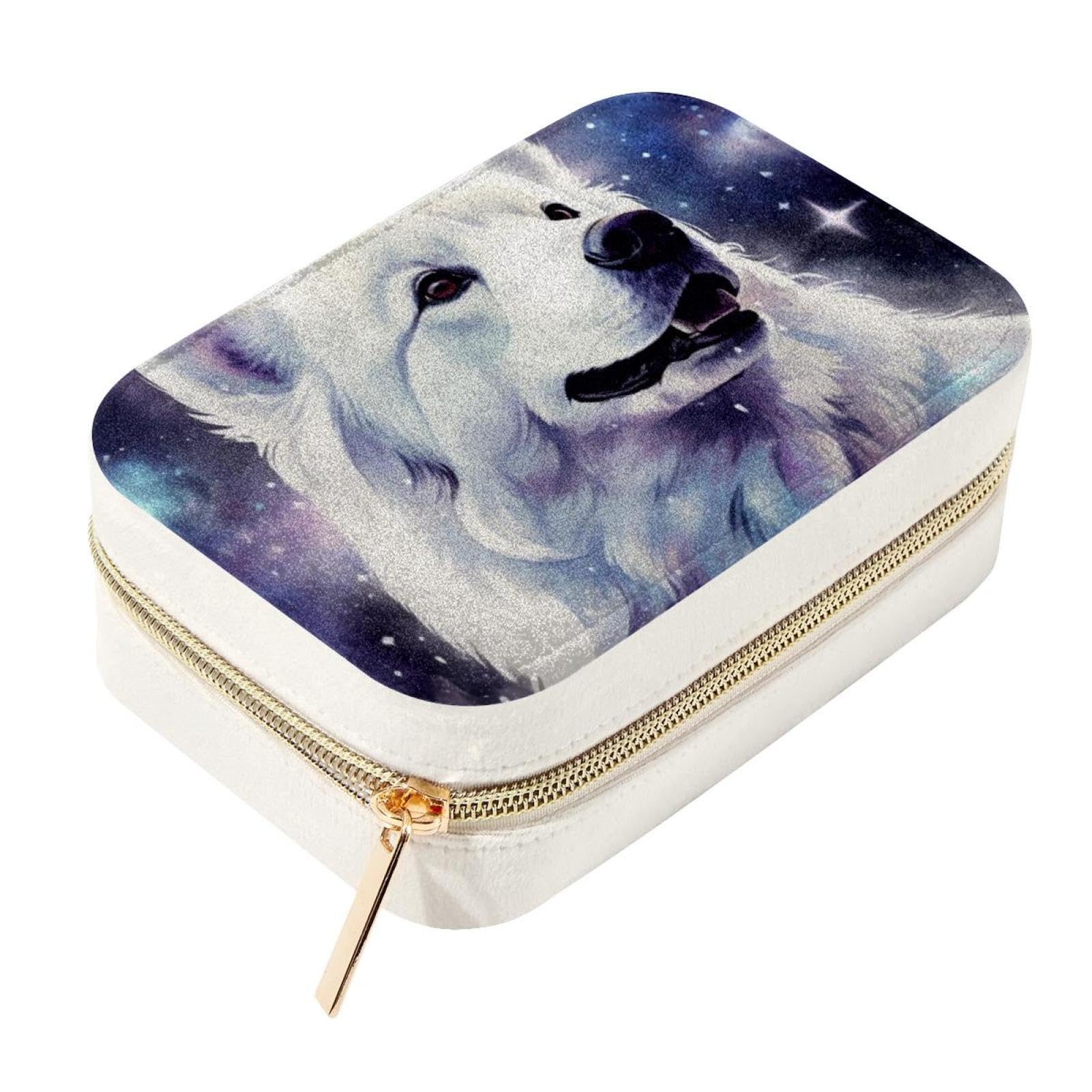 Boîte à bijoux ours polaire pour femmes et filles grand coffret de voyage bague collier