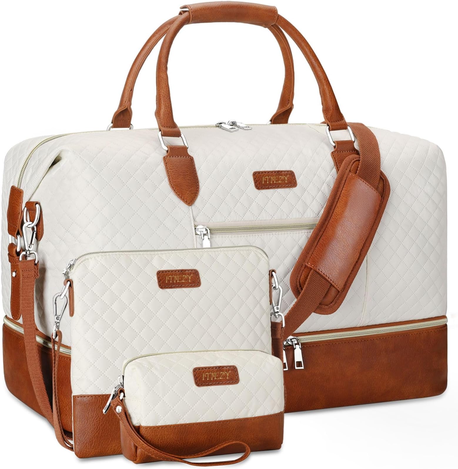 Weekend Bag for Women, Travel Bag with Shoe Compartment, Large Nylon Travel Tote Bag