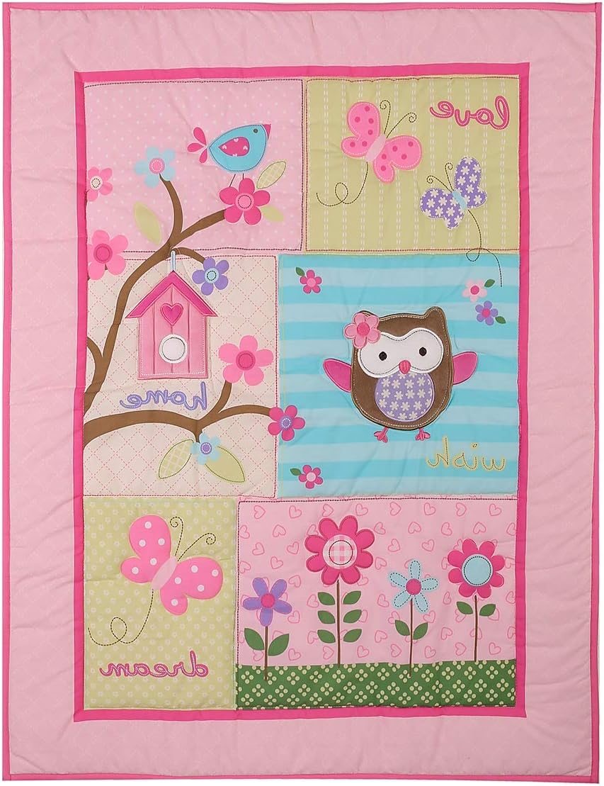 Fitted Sheet Pink Owl Crib Bedding Set Crib Bedding Sets 12-Piece