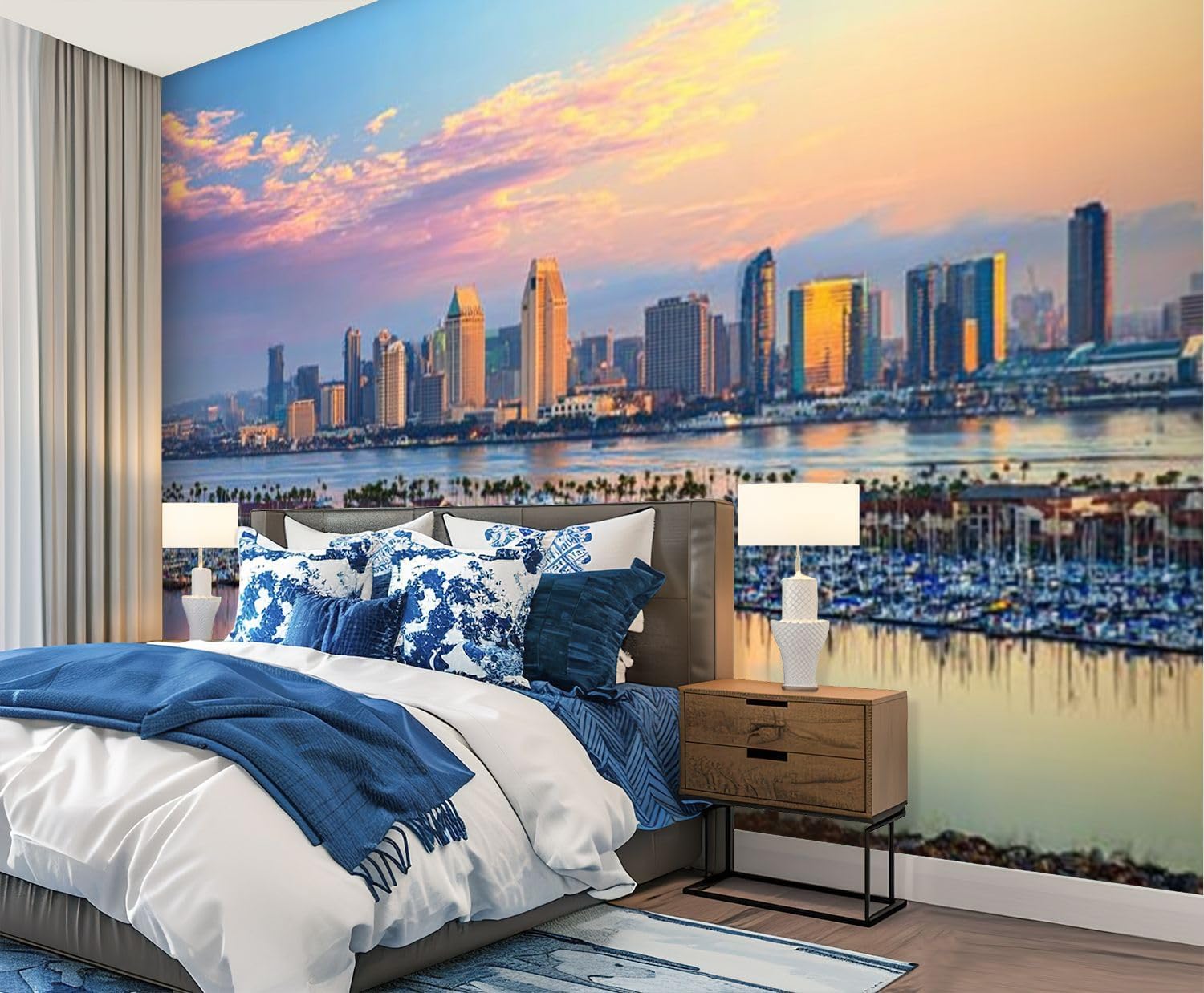 Wall Mural Peel and Stick San Diego California Large Wallpaper Self Adhesive Contact Paper Removable 3D Wall Sticker for Living Room Bedroom 69"x96"