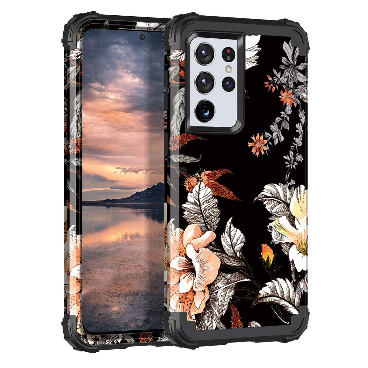 Casetego Compatible With Galaxy S21 Ultra 5g Case Floral Three