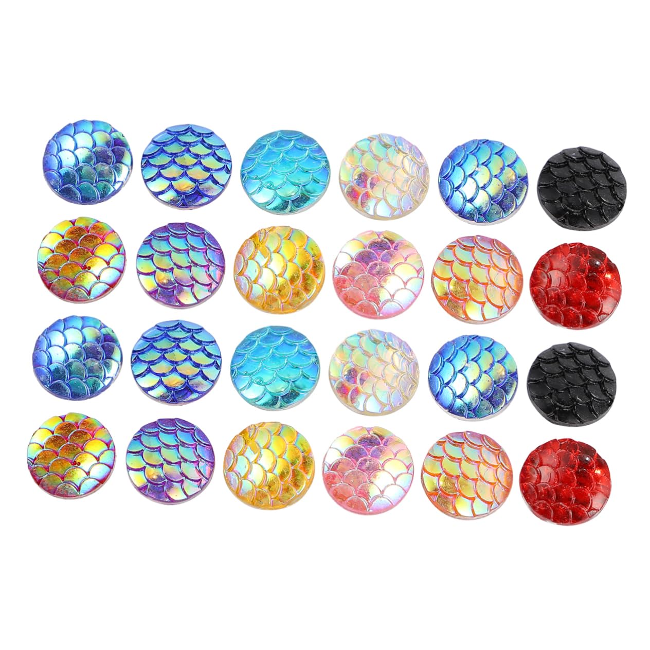 SEWACC 600piezas Parches De Resina Escama De Sirena Para Manualidades De Joyería Cabujones Redondos Espalda Plana Accesorios De Mezclados