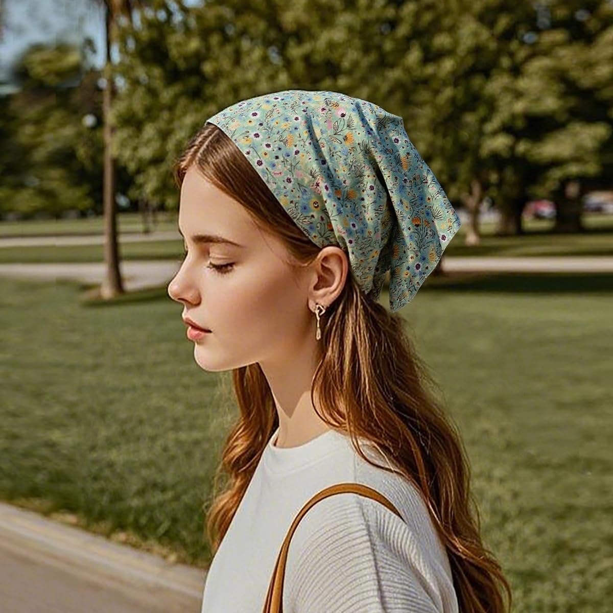 Cotton-Blend Bandana, Head Scarf, Headband, Head wrap, Hair Neck Scarf for Women 22 x 22 inch - Image 2