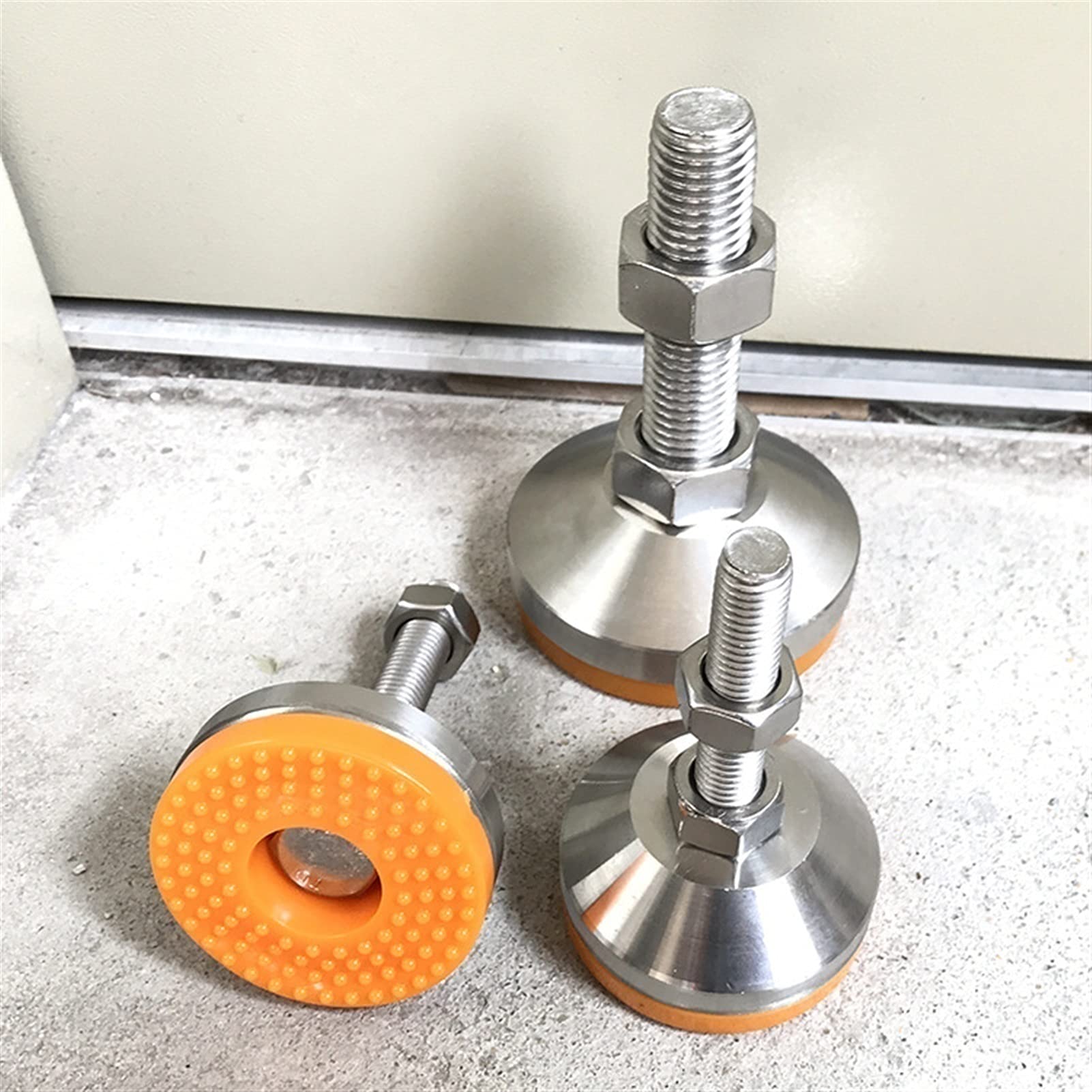 patas niveladoras de alta resistencia, 4 patas niveladoras ajustables con rosca M20x85 mm for máquinas de muebles, varilla roscada acero inoxidable 304 + base redonda PVC
