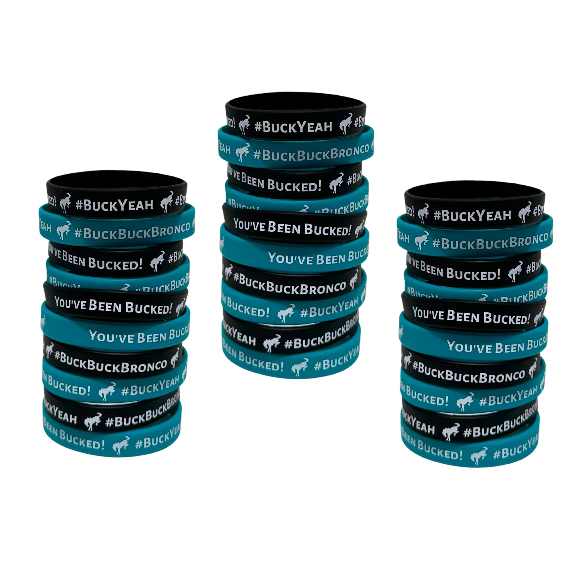 Lashicorn Buck Buck Bronco Rubber Horse Silicone Bracelets | 30 Pk Mixed Black & Blue Bulk for You’ve Been Bucked add to Cards and Tags or Horse Ducks Bucking Cars Game, no