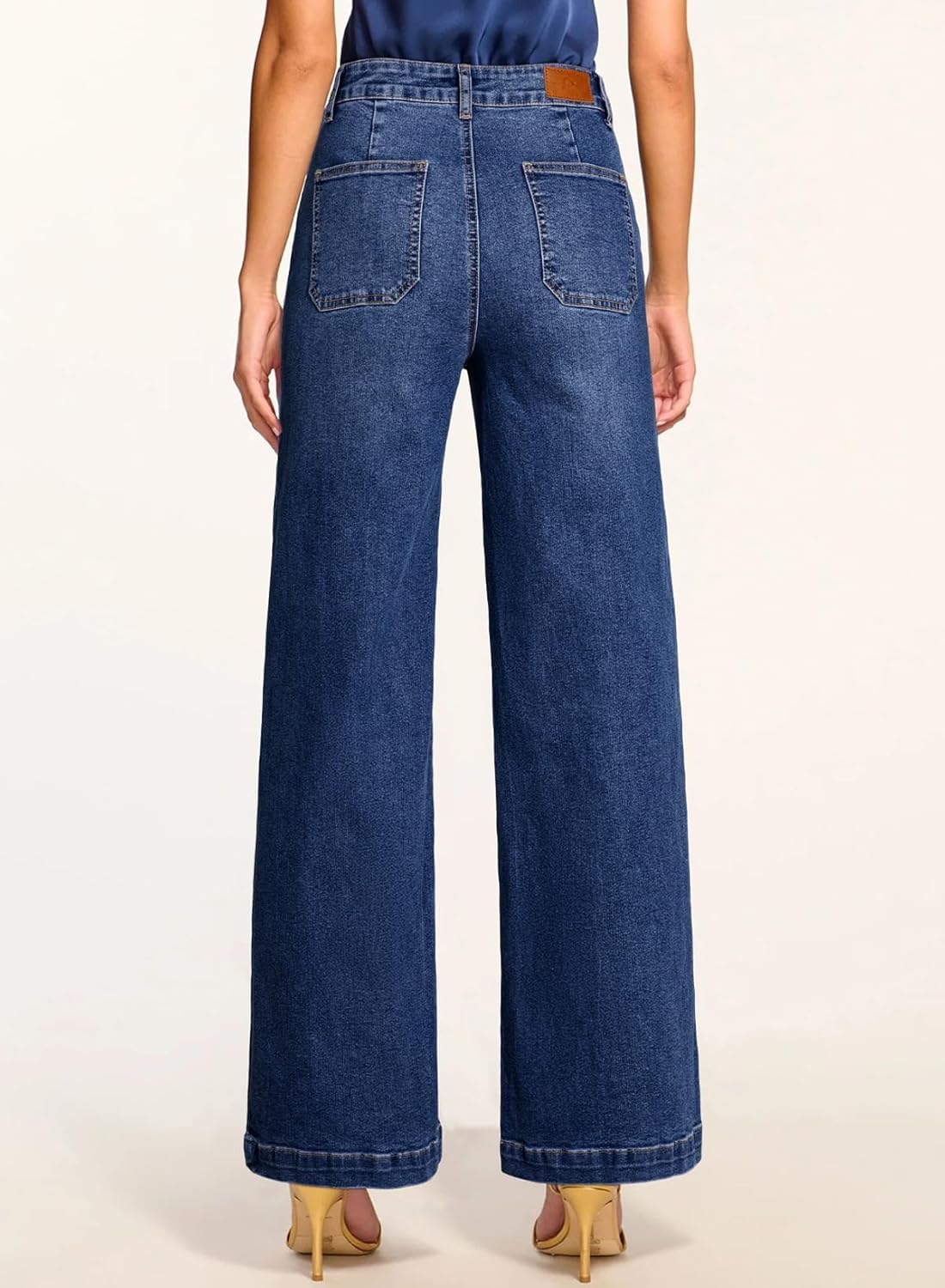 Sidefeel Womens Wide Leg Jeans High Waisted Stretchy Straight Leg Baggy Denim Pants with Pockets - Image 2