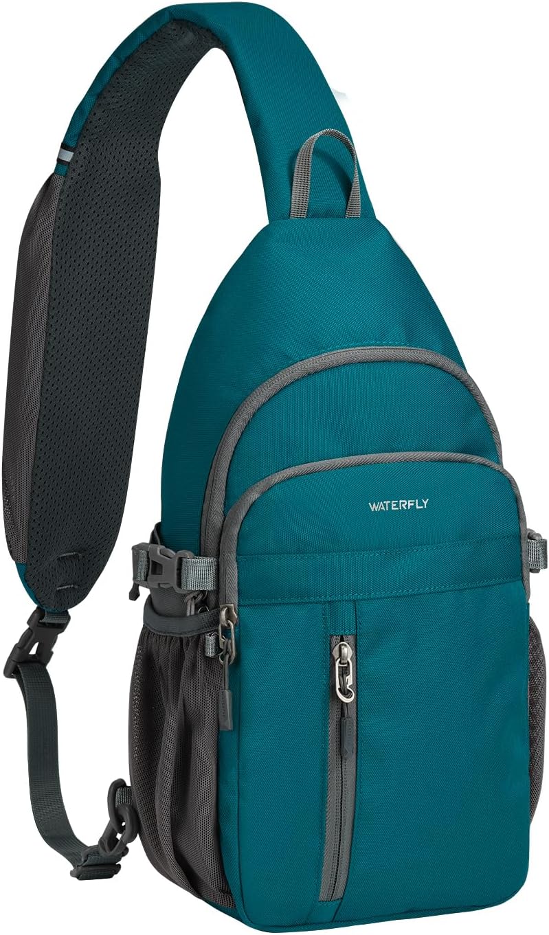 WATERFLY Small Crossbody Sling Bag: RFID Sling Backpack Chest Bag Travel Shoulder Multiple Pockets Hiking Daypack for Man Woman