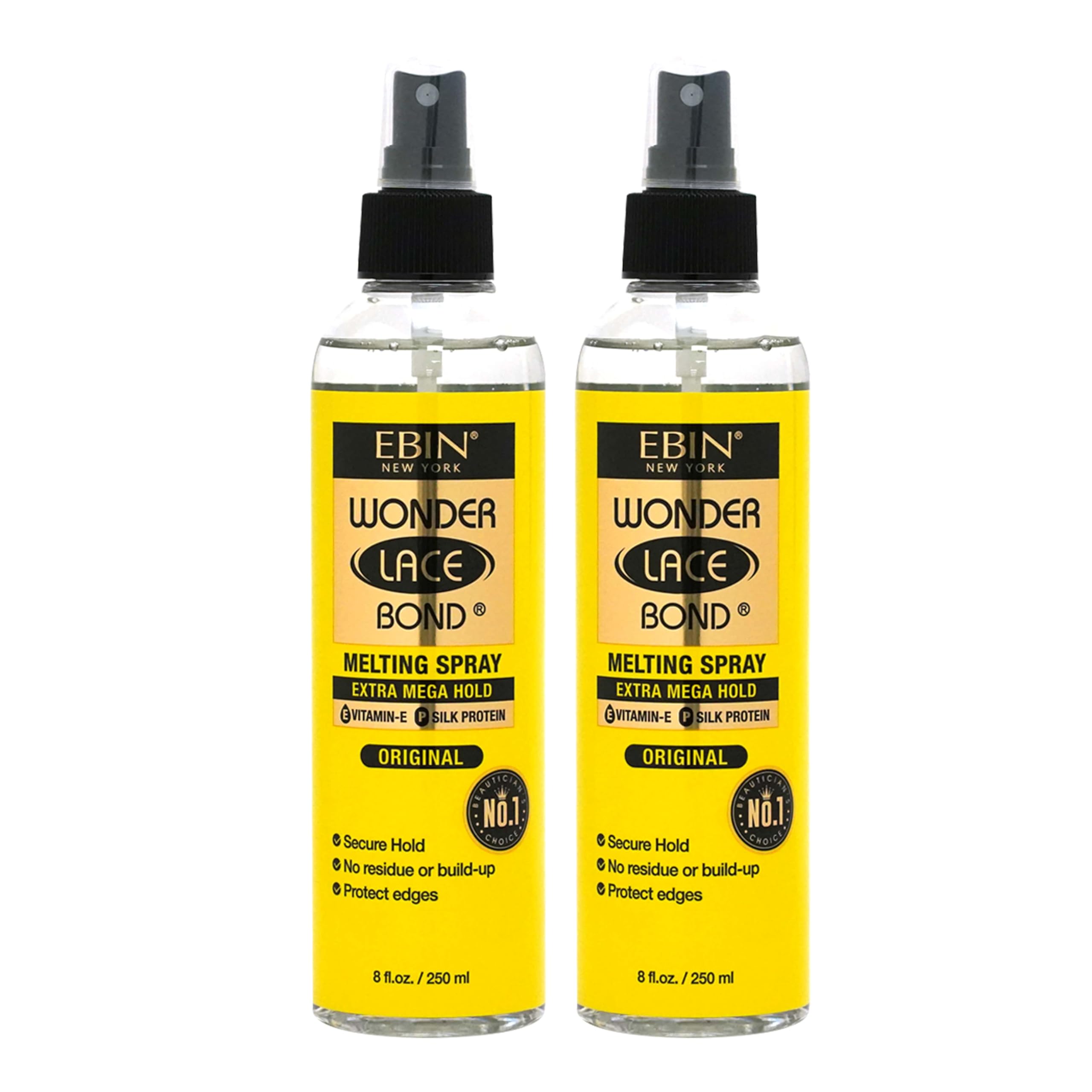 EBIN NEW YORK Wonder Bond Melting Spray 8oz/ 250ml (2pack)- Extra Mega Hold (Original) | No Reside, Long Lasting Formula with Protecting Edges, Gives Undetectable and Natural Look