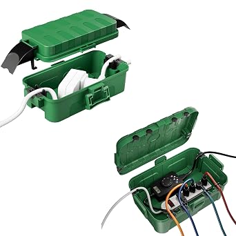 Outdoor Electrical Box Waterproof 12.5 x 8.5 x 5 inch for Outlet, Plug, Holiday Lights, IP55 Waterproof Electrical Extension Cord Box, Green