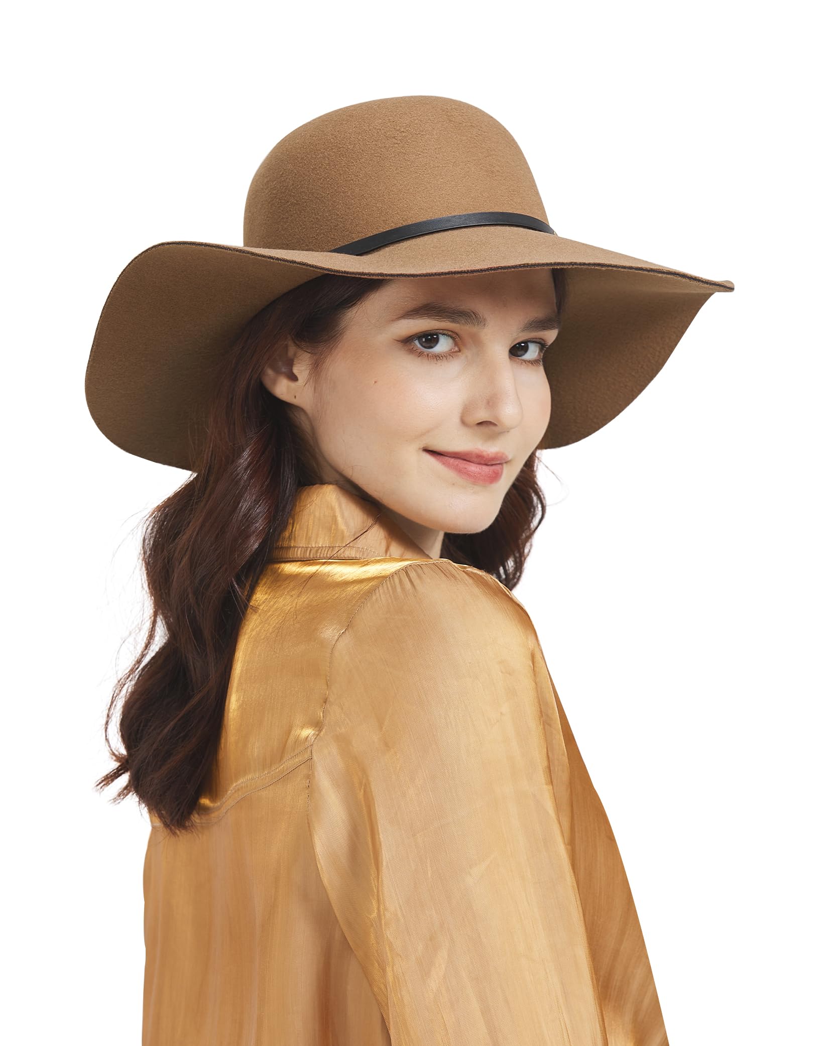 Zylioomulti Size Womens Floppy Felt Hats Wide Brim Retro Bowler