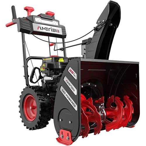 26-Inch 212cc Two-Stage Snow Blower Gas Powered with Electric Start, Self-Propelled Drive, LED Headlight, 13" Snow Tires