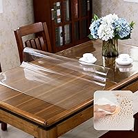 Vista 34 de Mantel de plástico transparente, protector de alfombrilla de escritorio, 0.06 pulgadas de grosor, mantel para oficina, comedor, dormitorio