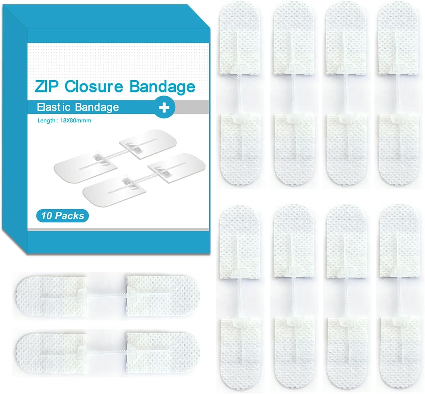 10PCS Wound Closure Strips, Butterfly Bandages Emergency Laceration Closure Kit Repair Wounds Without Stitches, Quick Clot Zip Stitch Wound Closures Device