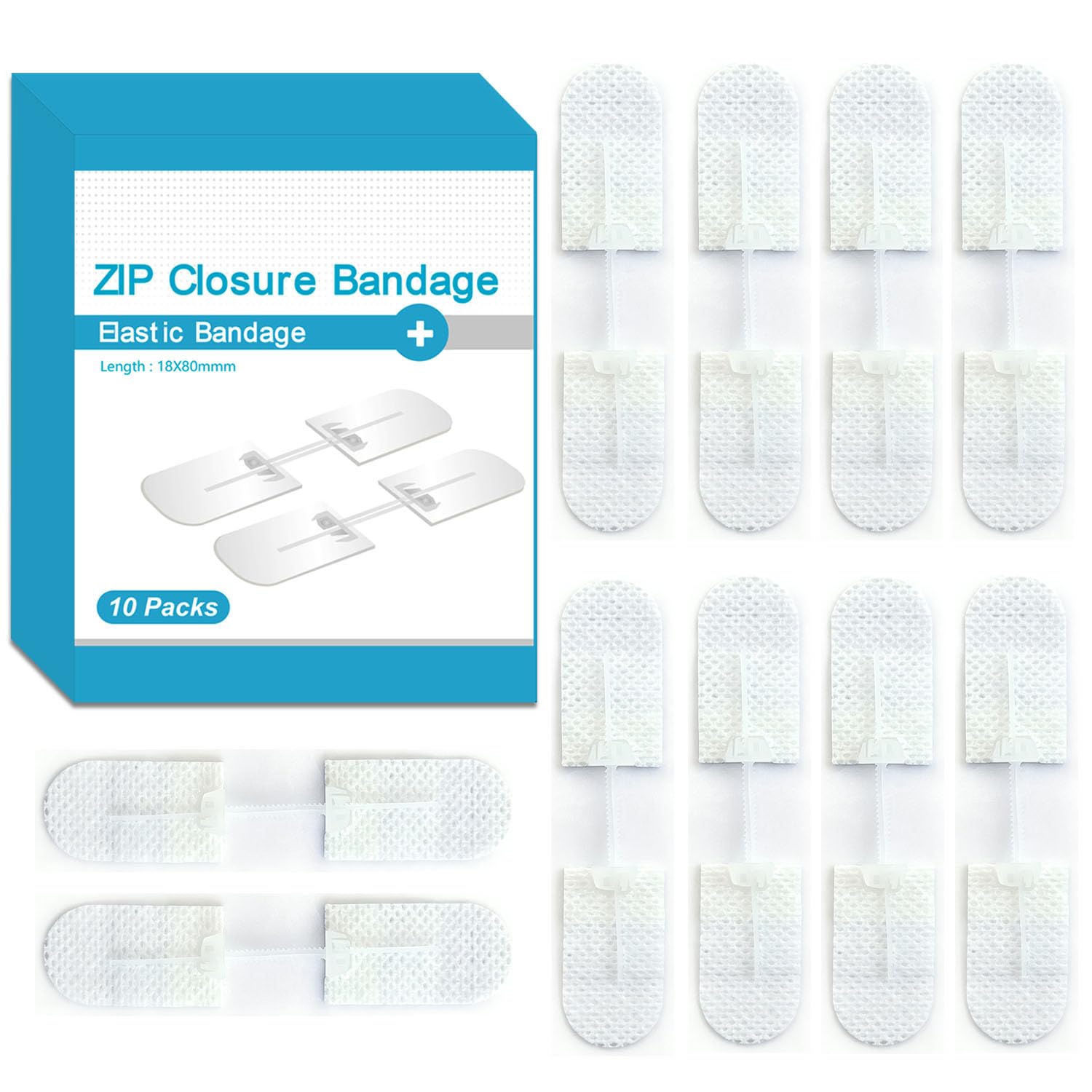 10PCS Wound Closure Strips, Butterfly Bandages Emergency Laceration Closure Kit Repair Wounds Without Stitches, Quick Clot Zip Stitch Wound Closures Device