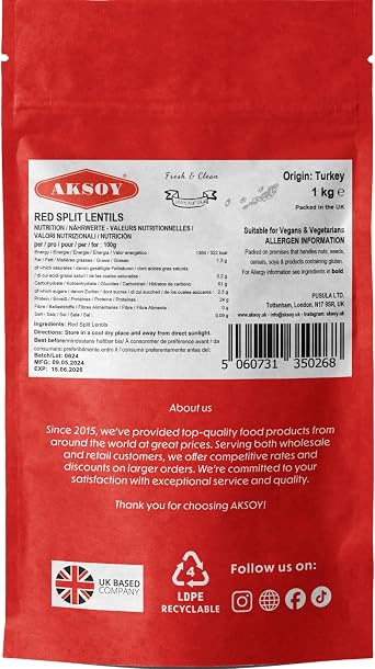 Aksoy Premium Quality Red Split Lentils 1KG