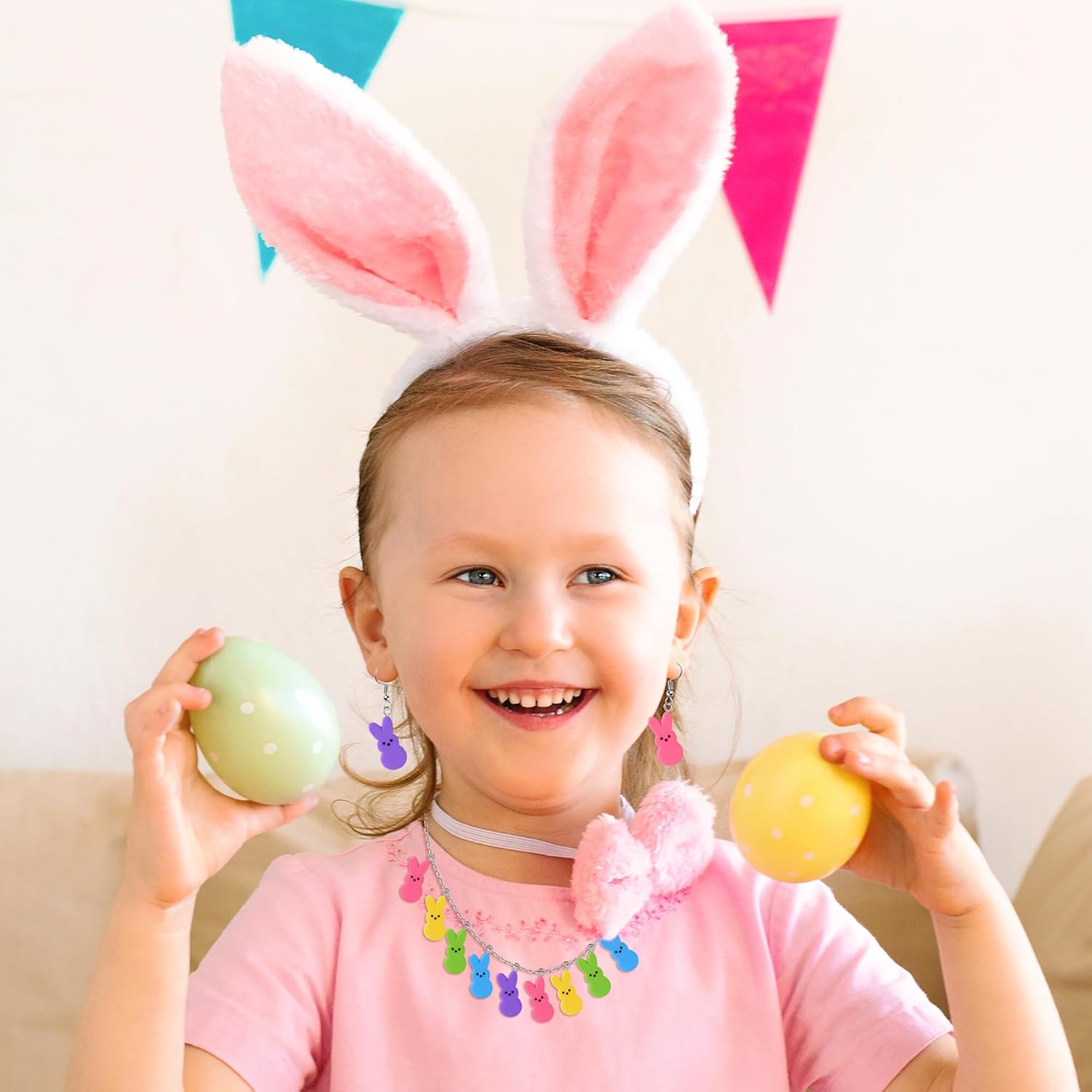 Easter Bunny Charms Pendants - 50Pcs Bunny Peep Resin Enamel Jewelry Pendants He is Risen Rabbit Charms for Easter Spring Jewelry Making Earring Necklace Bracelet Making DIY Crafts Accessories - Image 4