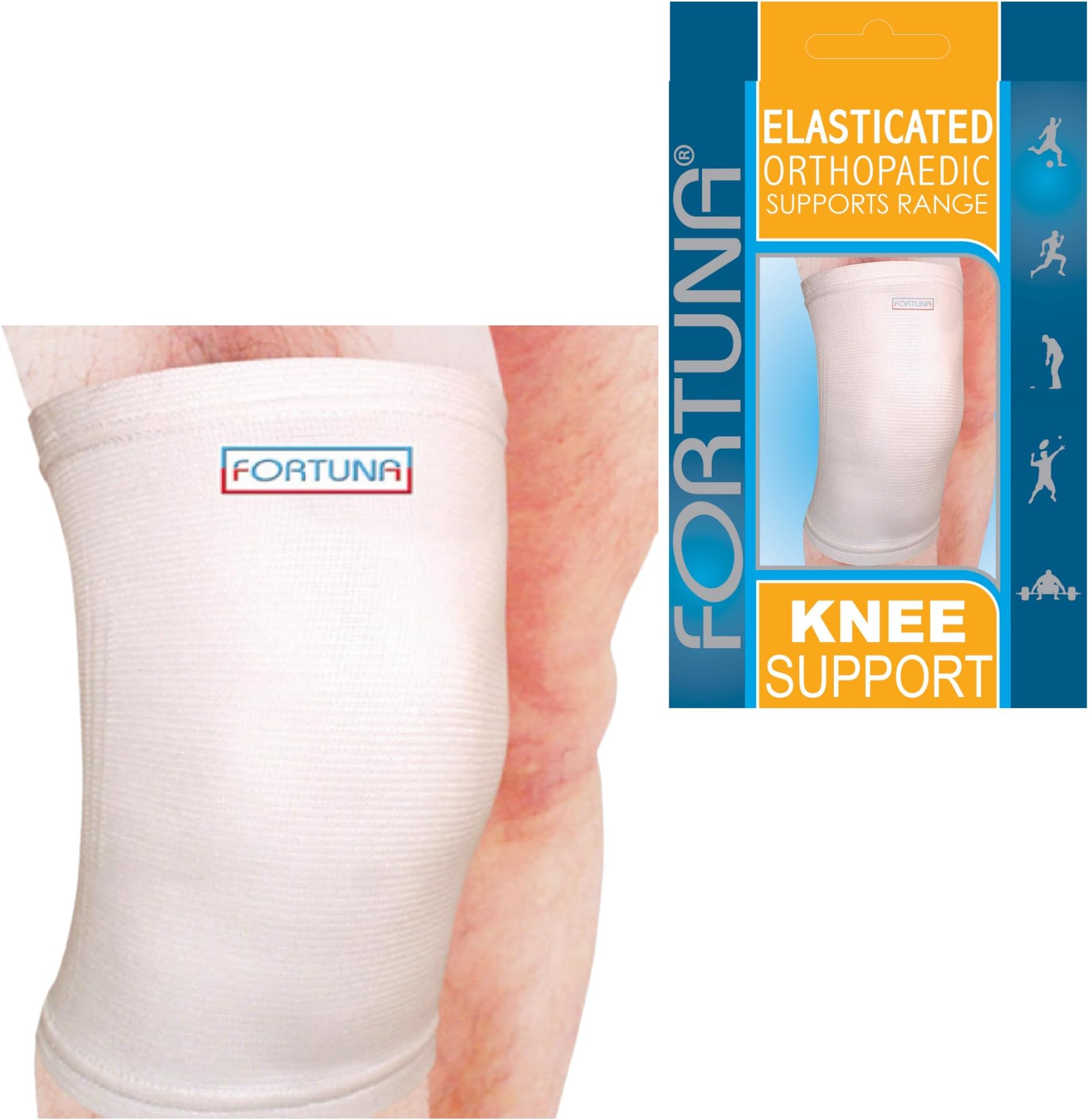 Fortuna Elasticated Knee Support Brace – Compression Sleeve for Arthritis, Joint Pain, Ligament Damage & Sports Injury Recovery – Flexible Knee Brace for Men & Women (Small)