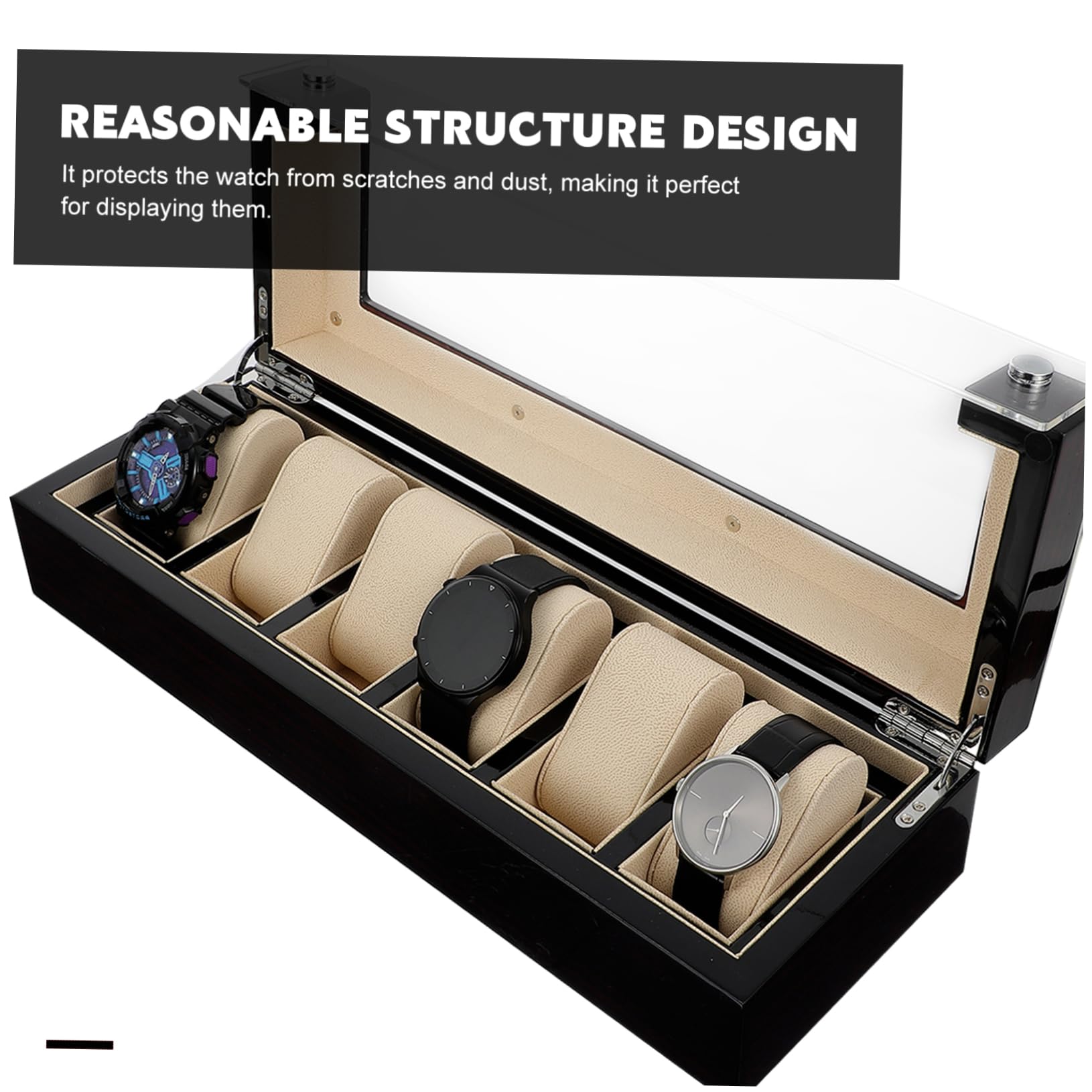 GALPADA Uhrenorganisator 1 Stück Holz Schwarz für Armbanduhr Box | Retro Uhrenvitrine, Uhrenaufbewahrungsbehälter, Klare Präsentation und Geordnete Lagerung