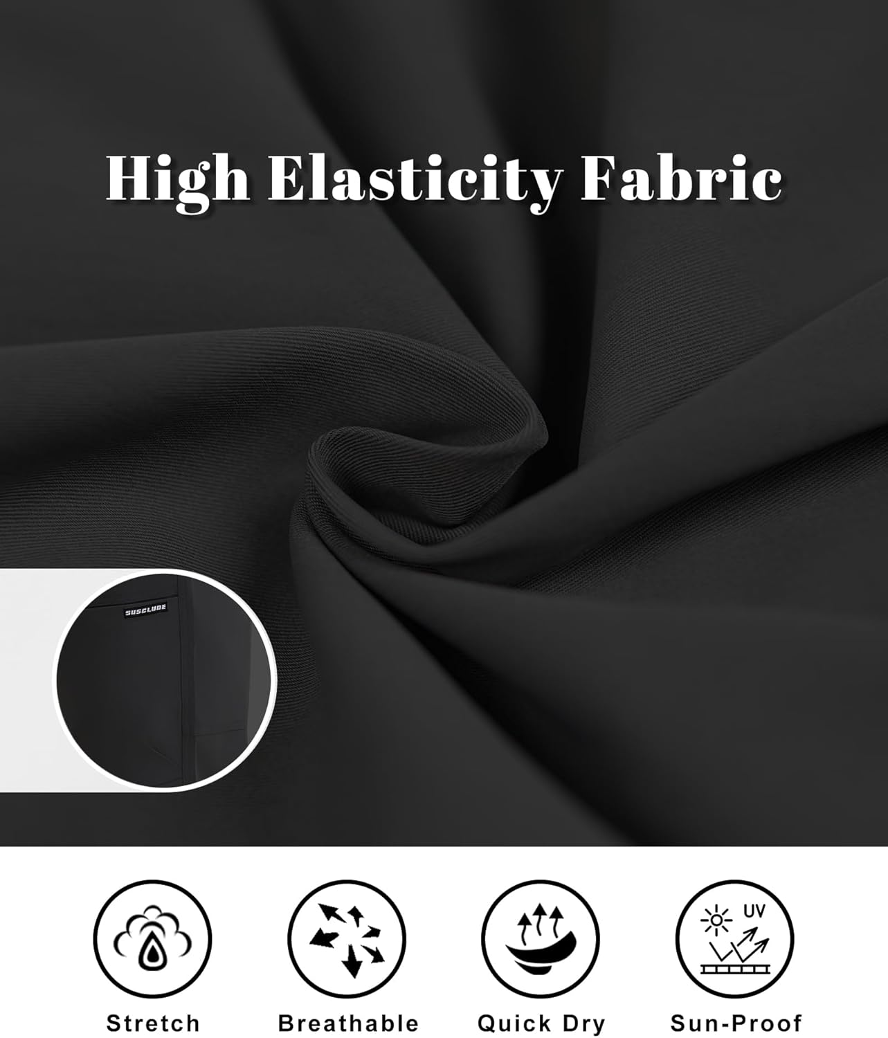 Susclude Cargo Pants for Men Summer Drawsting Casual Pants Lightweight Elastic Stretch Waist Durable Multipants with Pockets - Image 5