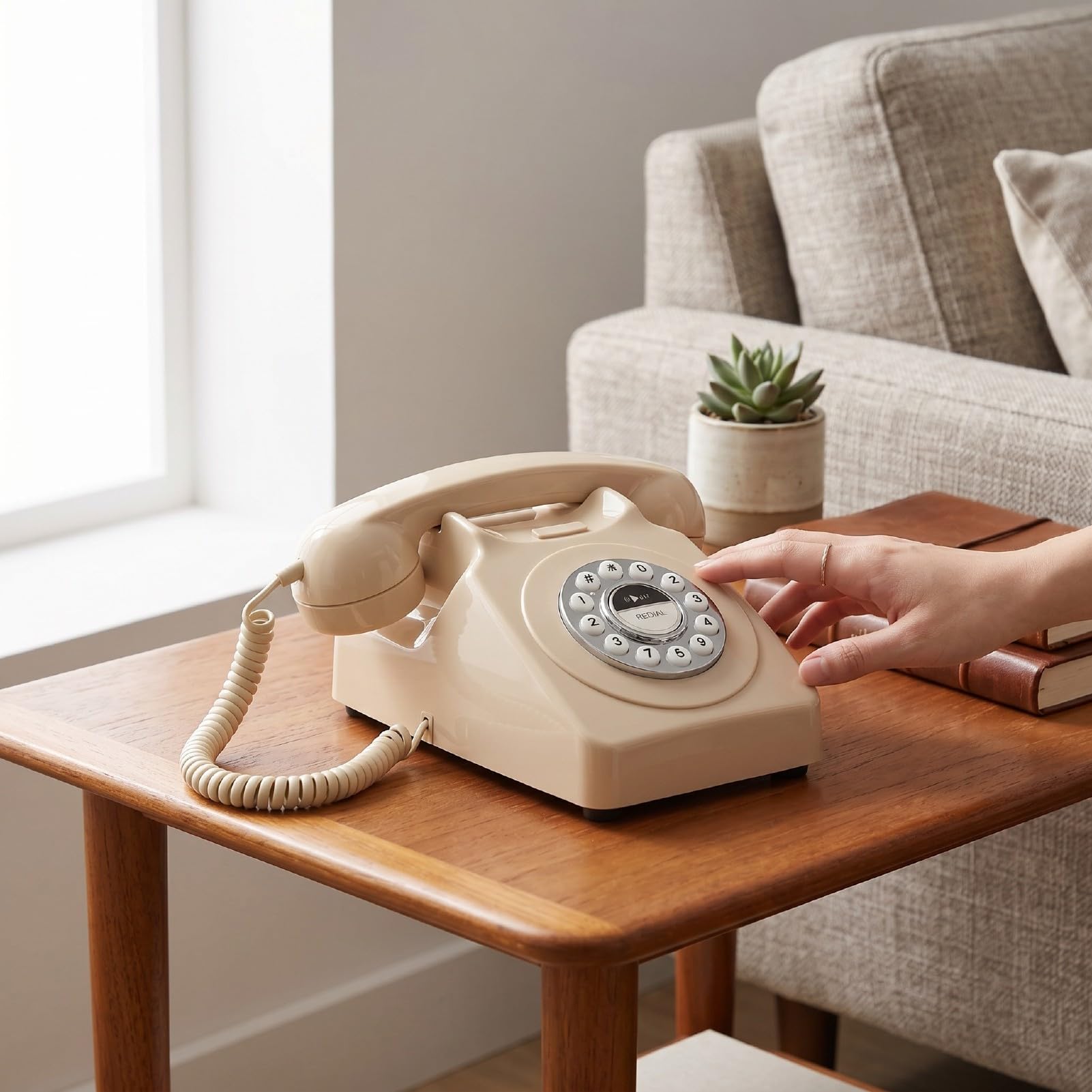 Sxhlseller Teléfono Bluetooth Retro Vintage, Teléfono Fijo Inalámbrico con Altavoz Bluetooth para Conexión de Inteligente en Casa y Oficina
