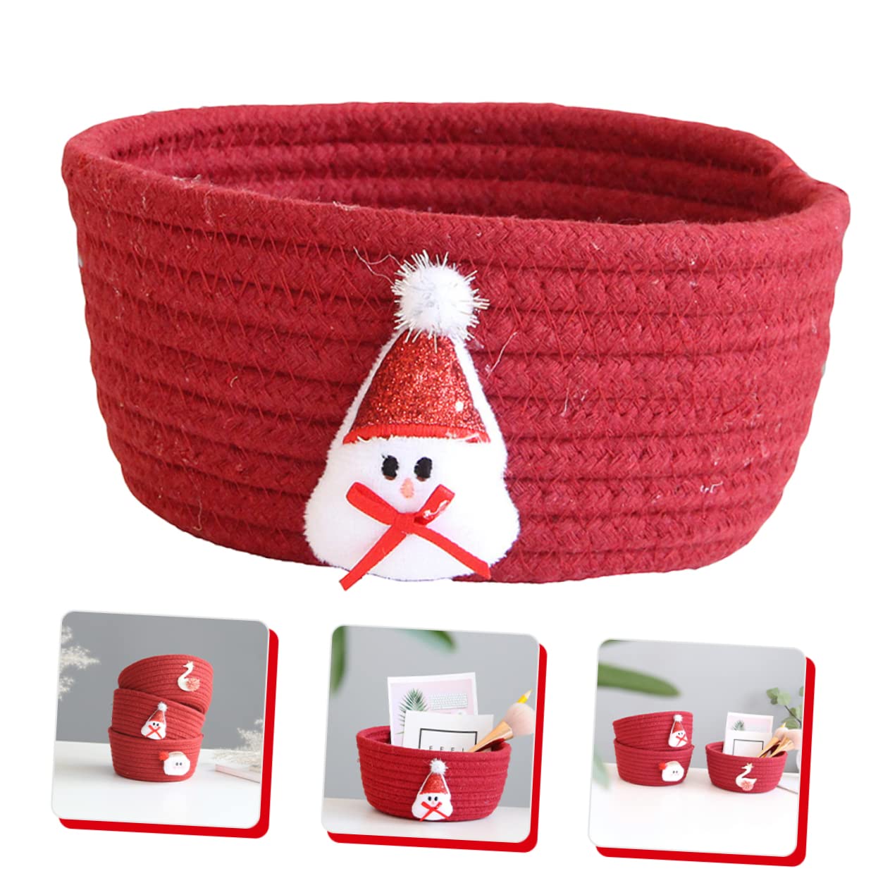Cabilock 3piezas Cesta De Almacenamiento Decorativa De Algodón Diseño De para Navidad Organizador para Dulces Velas y Cosméticos para Decoración De Fiestas y Almacenaje El Hogar