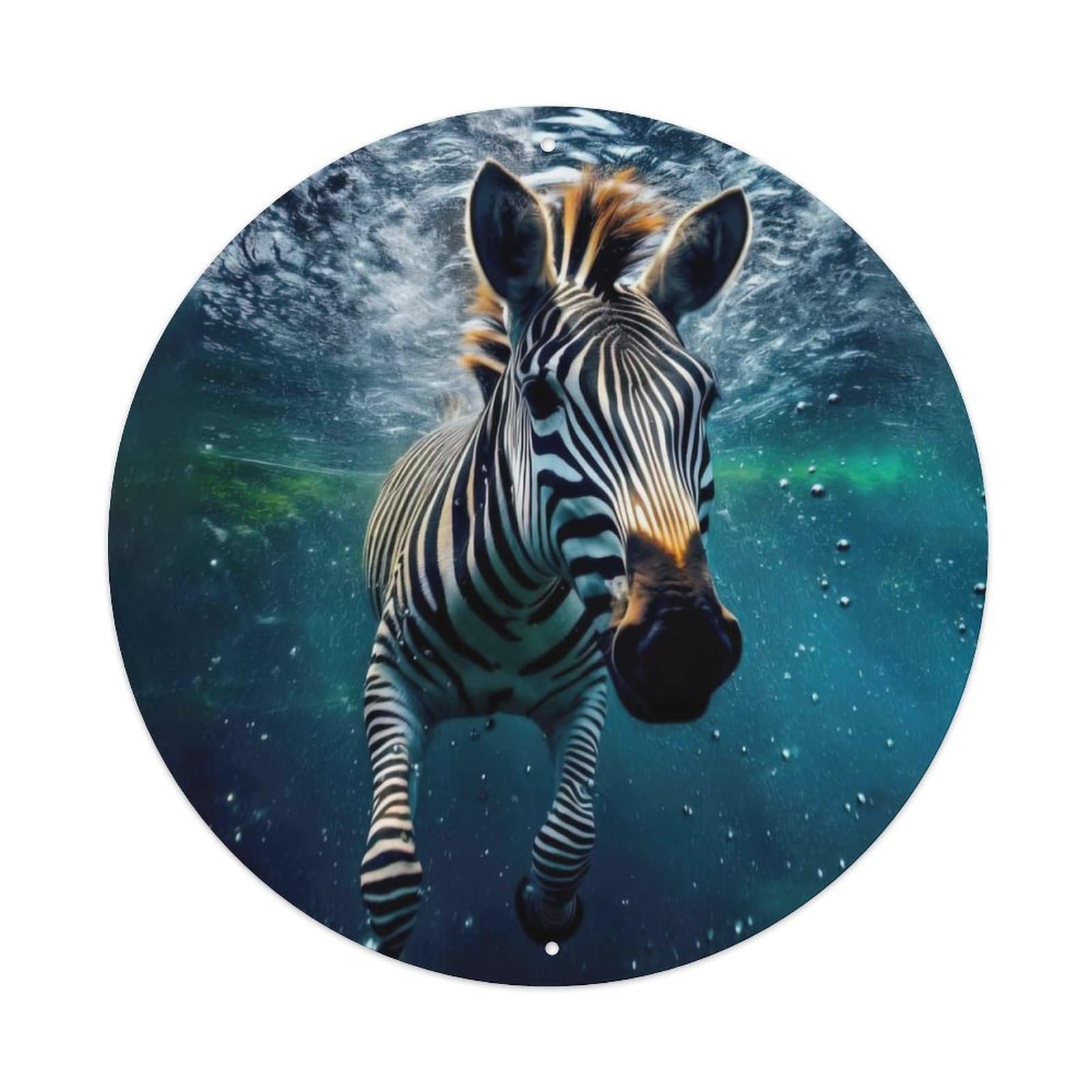 Animal Artwork Swimming Zebra Vintage Metal Tin Sign Plaque Wall Decor for Cafe, Club Bar, Office, Garden Metal Poster 8x8Inch