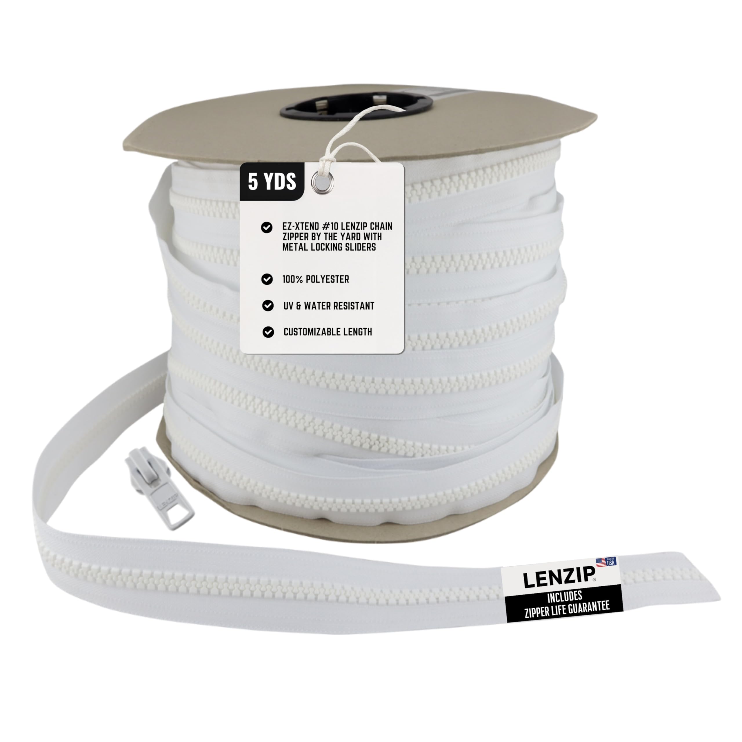 EZ-Xtend #10 Lenzip Chain Plastic Molded Plastic Tooth Zipper by