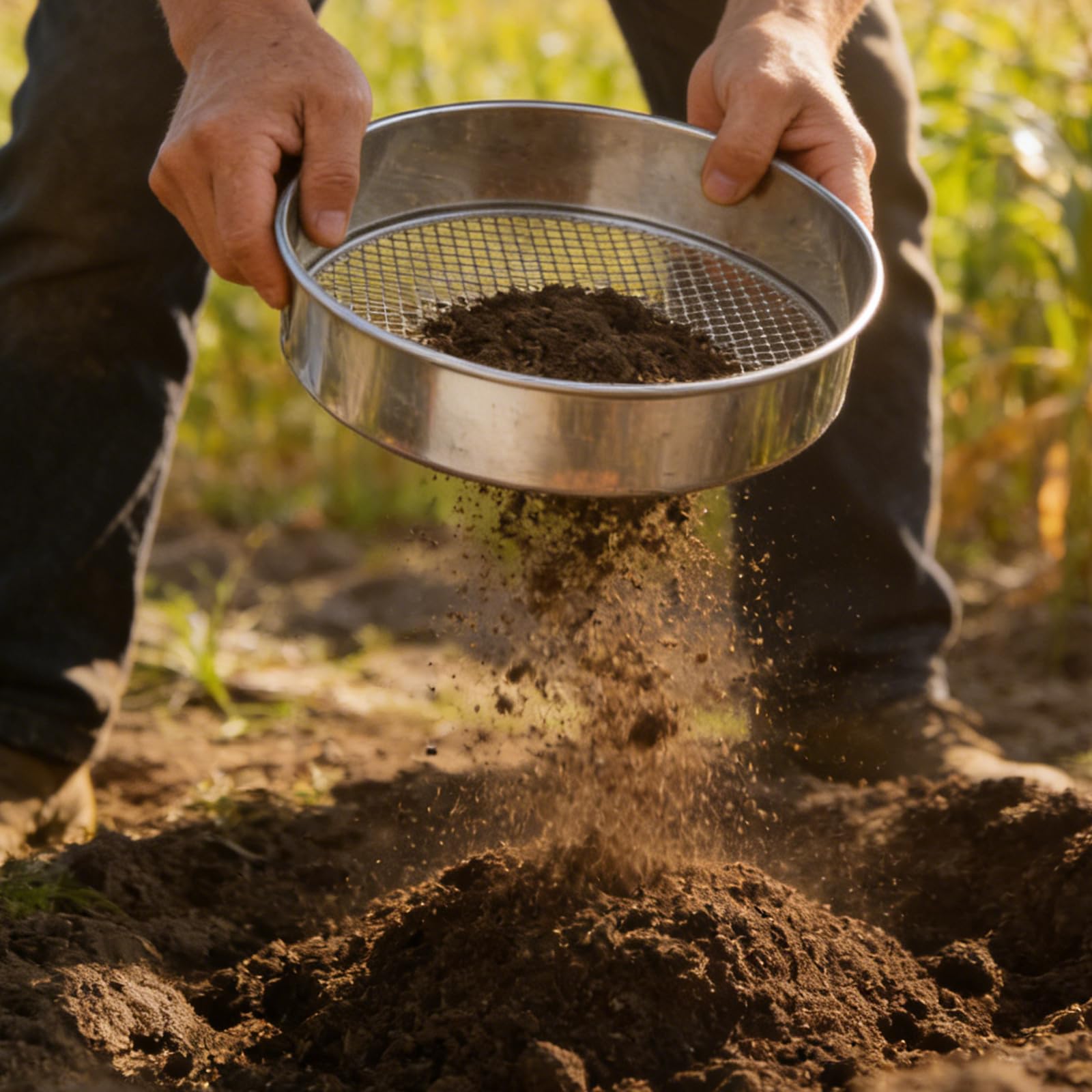 Tamis De Jardin En Acier Inoxydable, 5 En1 Tamis Jardin, Tamis À Compost Rond En Métal, Rond 20 Cm, Avec Pelle Et Gants Avec 5 Tamis Interchangeables Ø 3,6,9,10,12 Mm Pour Terre, Compost, Semences