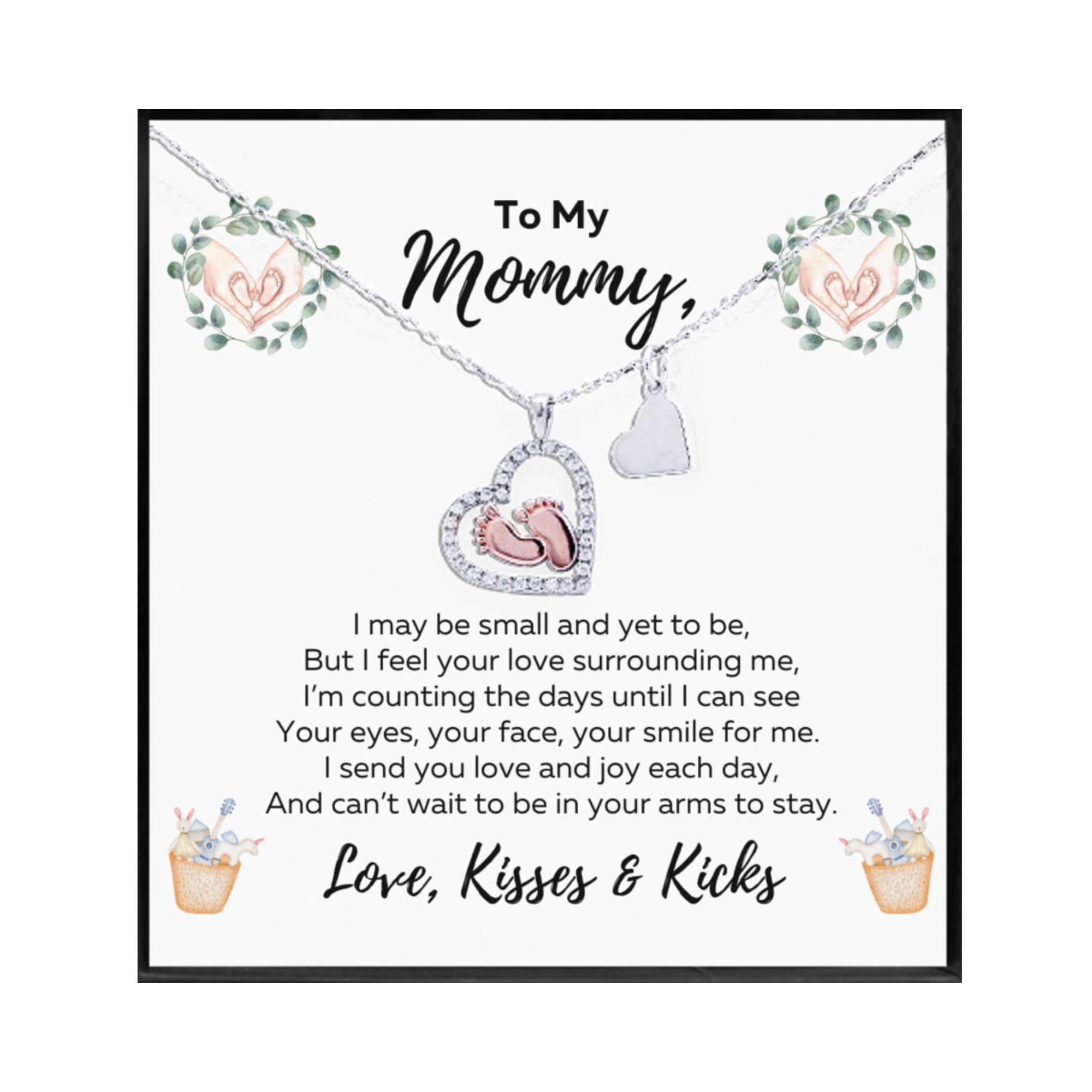 To My Mommy Necklace From Unborn Baby, Mother’s Day New Mom, Pregnant Wife Necklace, Pregnant Daughter-in-Law Gifts, Jewelry for Mom To Be, Rose Gold