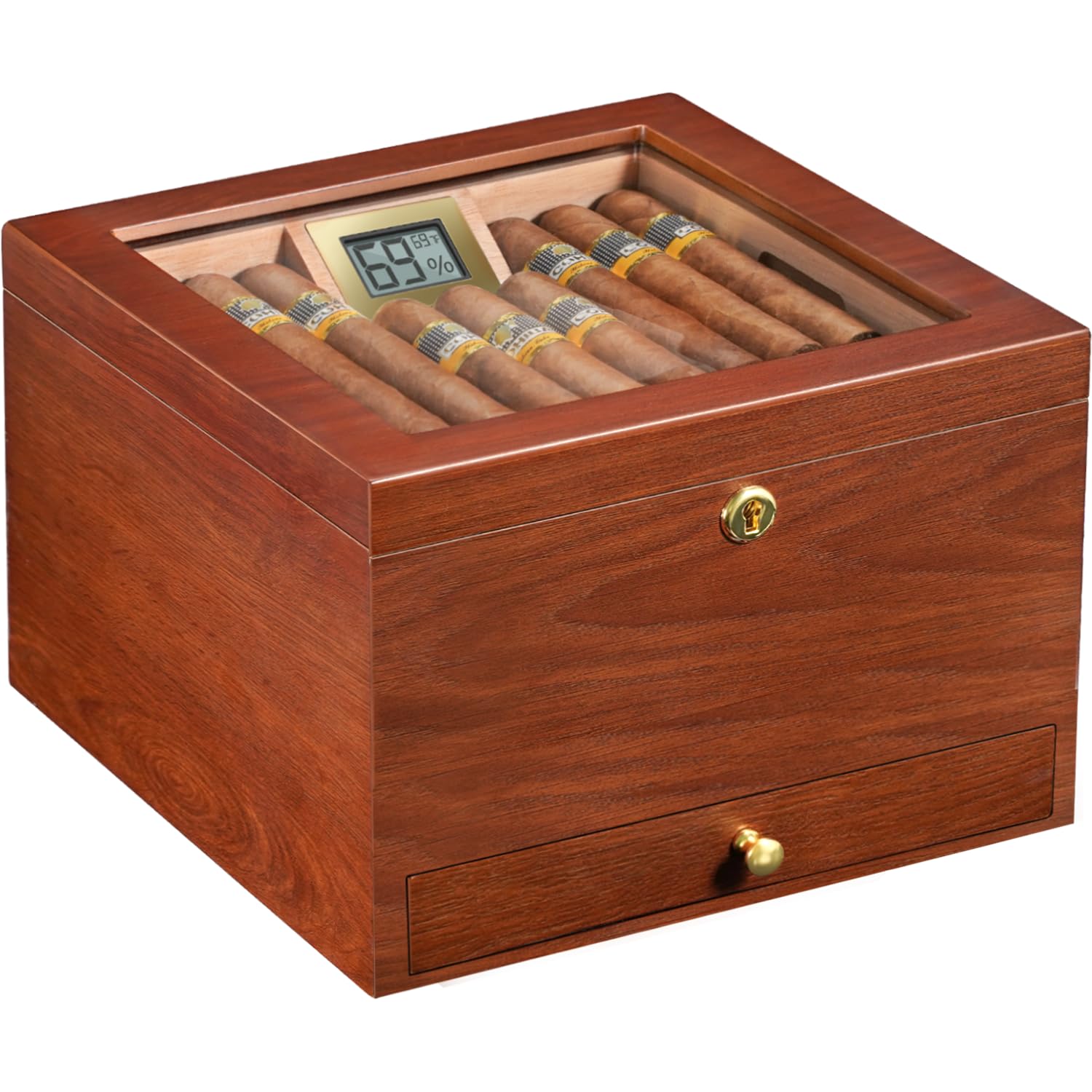 Buy Flauno Cigar Humidor with Lock, Air Circulation System, up to 70 ...