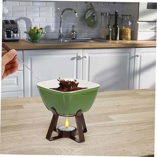 Miniatura 3 de LABRIMP 1 juego de olla para fundir fondua, tenedores de inmersión, calentador de mantequilla con vela, queso para fondue, olla de ajedrez, olla de