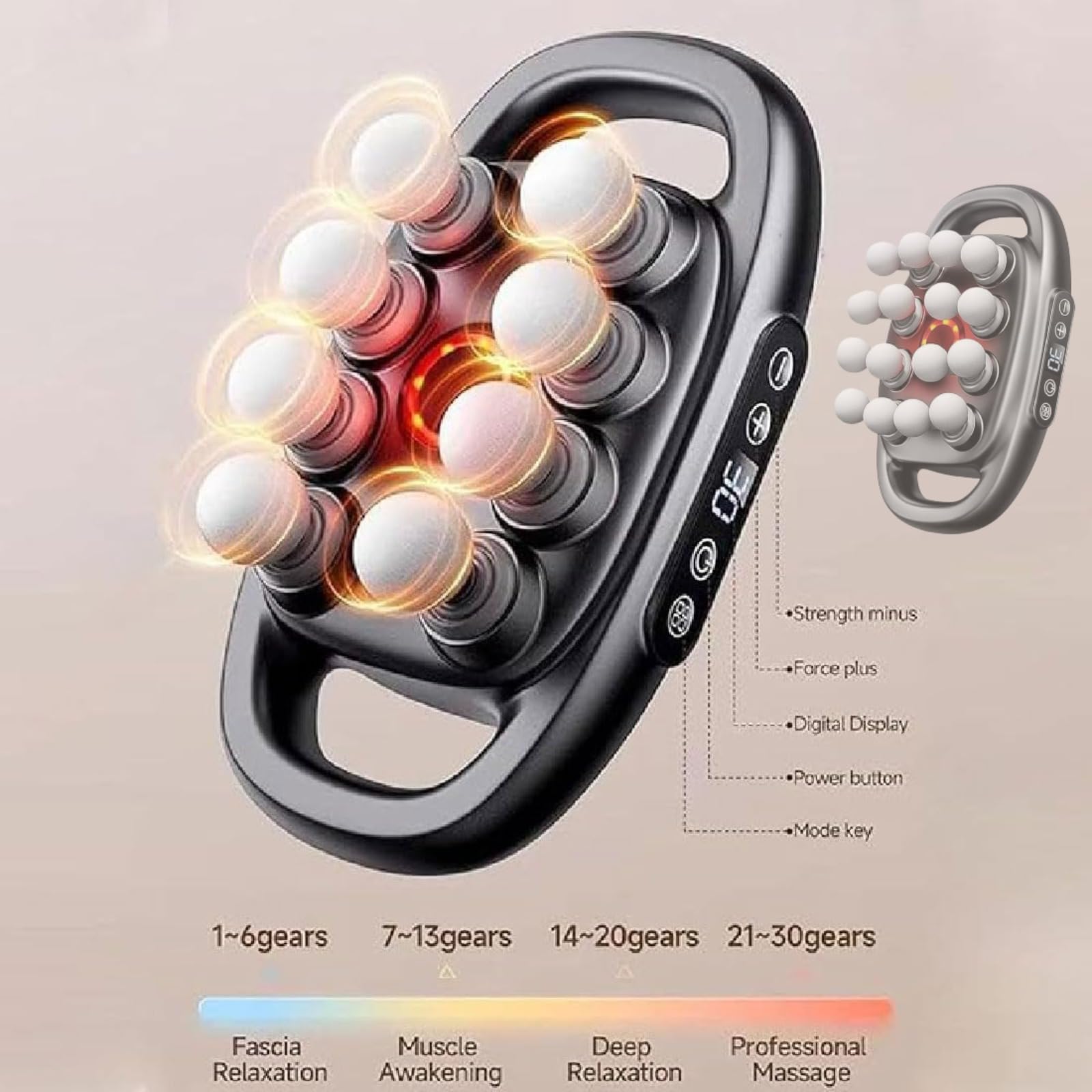 Needsary - Masajeador 2025, pistola de masaje de 8 cabezales de 16 unidades, juego de tejido profundo con 30 niveles ajustables y 3 modos, pistola de masaje muscular, masajeador muscular eléctrico