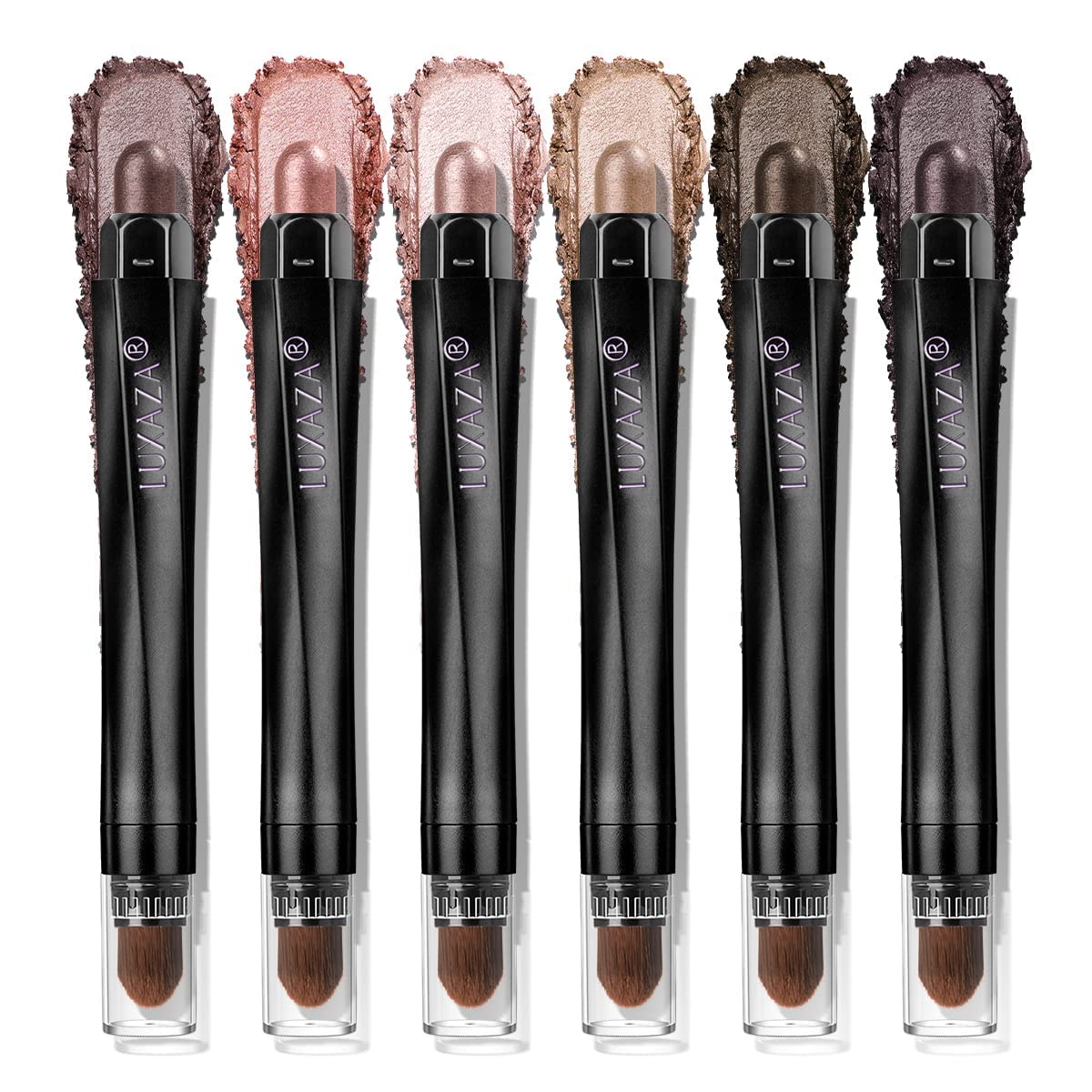 LUXAZA PRO Pink Eyeshadow Stick Makeup 6PCS Set, Light Metallic Shimmer Cream Eye Shadow Eyeliner Brightener Pencil Crayon - PINK OCEAN Product Image 1
