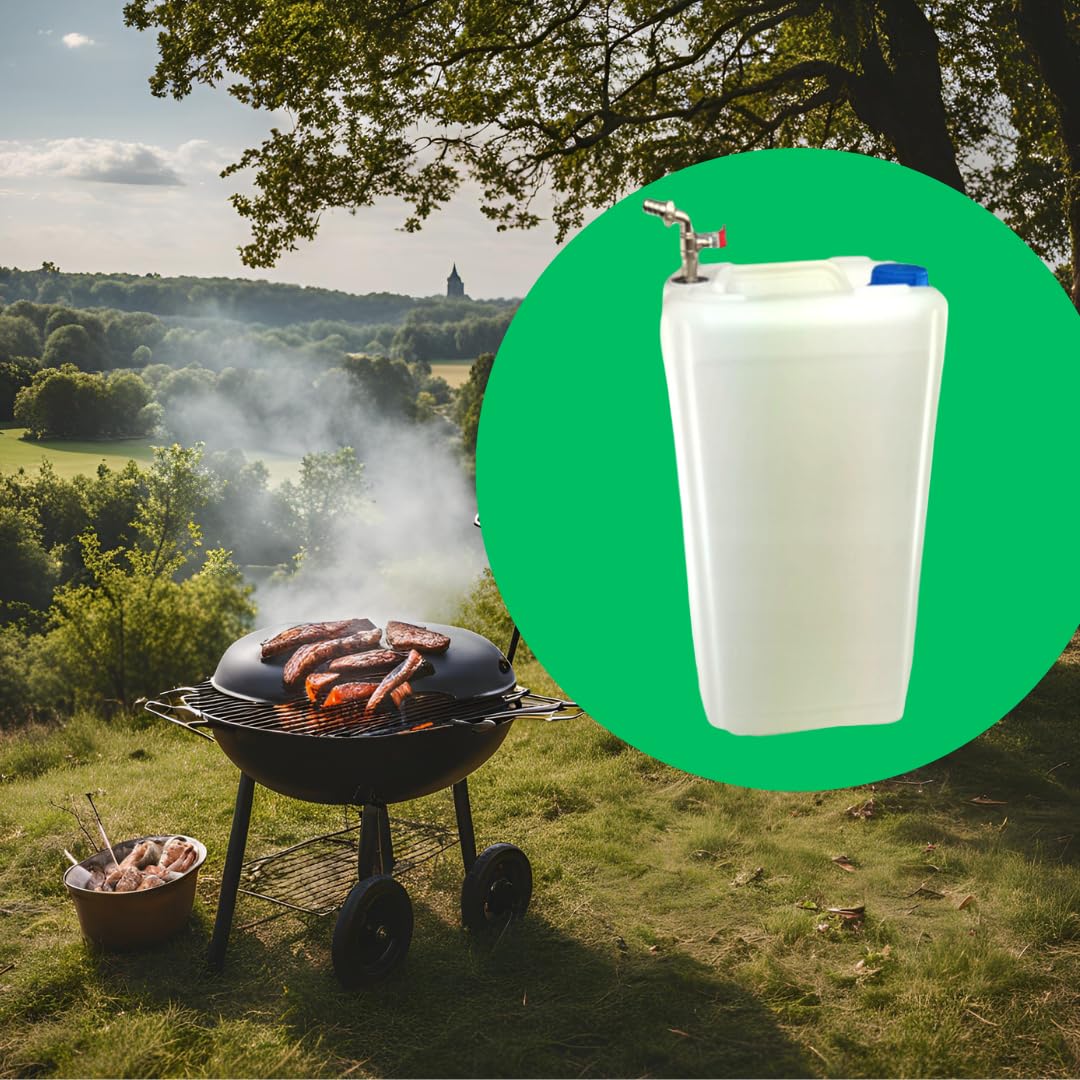 Bidón de agua con grifo - Bidón de agua con llave de 30 l - Tanque de agua para camping - Depósito de agua - Bidón de agua potable - Tanque de agua fresca - Blanco