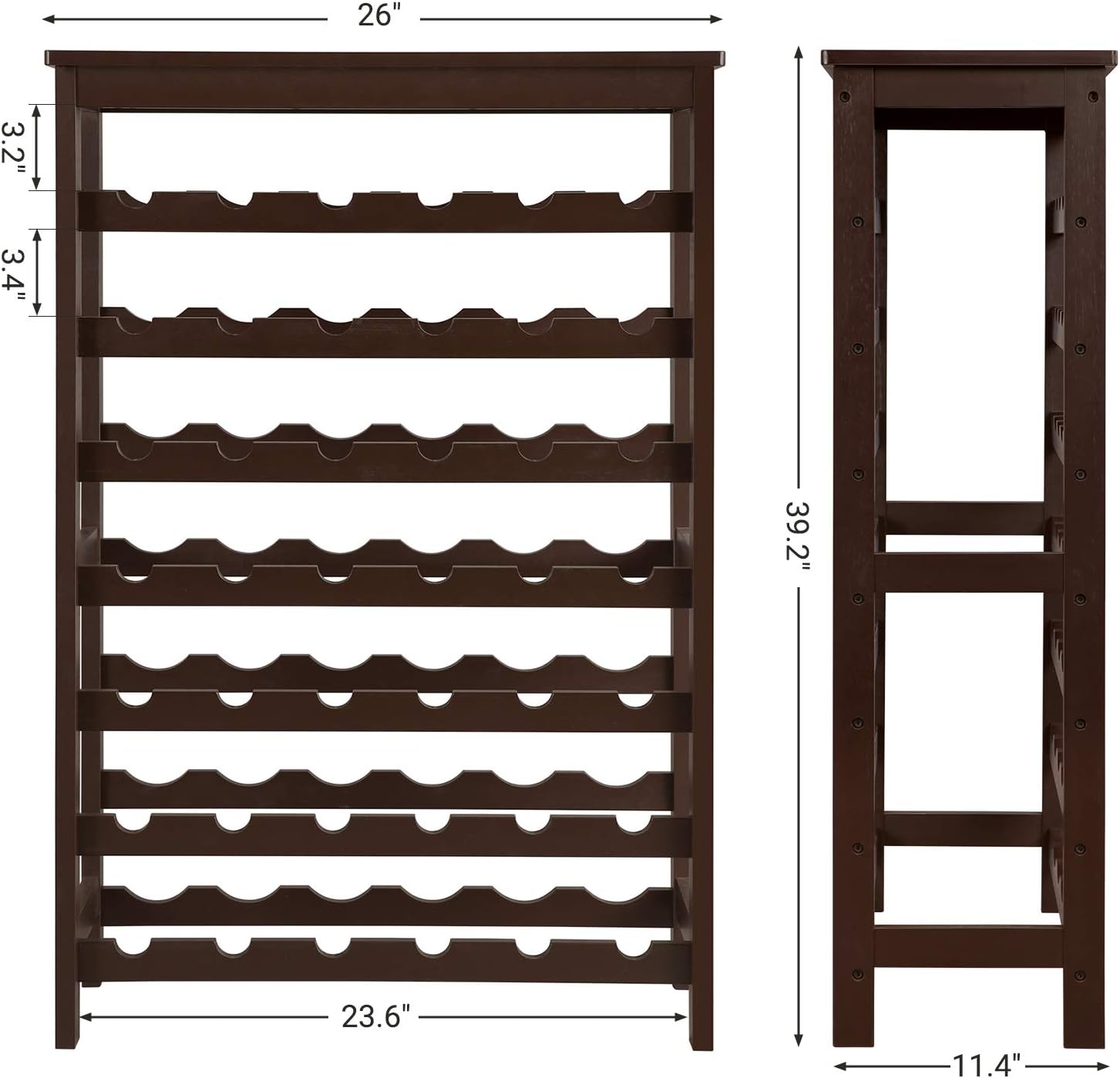 SONGMICS 42-Bottle Wine Rack Free Standing Floor, 7-Tier Display Wine Storage Shelves with Table Top, Bamboo Wobble-Free Bottle Holder for Kitchen Bar Dining Room Living Room, Espresso UKWR27BR : Home & Kitchen