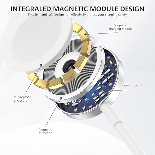 Miniatura 3 de Cargador de Apple Watch, certificado MFi Cargador magnético para iPhone de 6 pies USB C cable de carga rápida largo y bloque de carga de pared tipo
