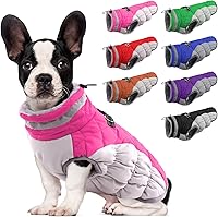 Vista 58 de Lelepet Abrigo cálido para perro, abrigo de invierno para perro, chaqueta impermeable para perros con arnés integrado reflectante para mascotas