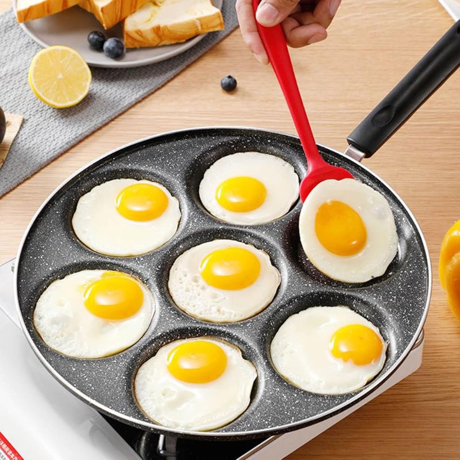 Chef's Pans 7 Holes Eggs Frying Pot Omelet Pan Non-stick Egg Pancake Steak Omelette MakerPancake Household Dumplings, Poached