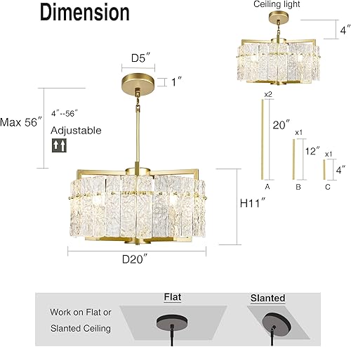 Miniatura 5 de Modernos candelabros de cristal dorado para comedor, lámpara de vidrio ondulado de lujo, elegante iluminación redonda de granja para isla de cocina,
