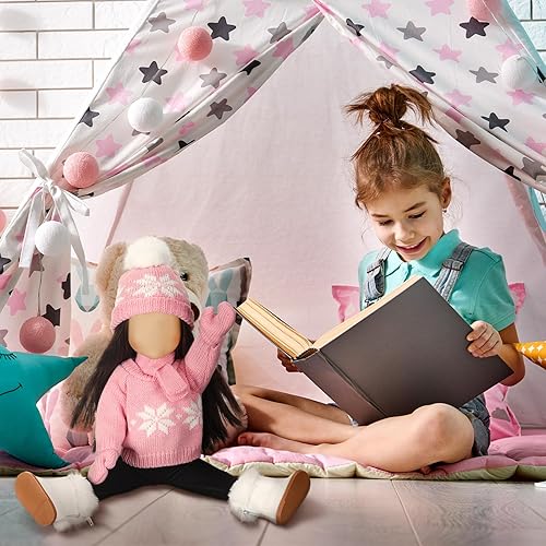 Miniatura 8 de Bencailor Ropa y accesorios de muñeca de Navidad de 18 pulgadas, conjunto de trajes de invierno, suéteres, pantalones, sombreros, zapatos, guantes