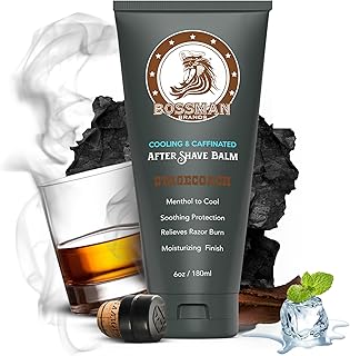 Bossman Cooling & Caffeinated After Shave Balm for Men – Soothes & Protects with Menthol, Caffeine & Tea Tree – Stagecoach Scent