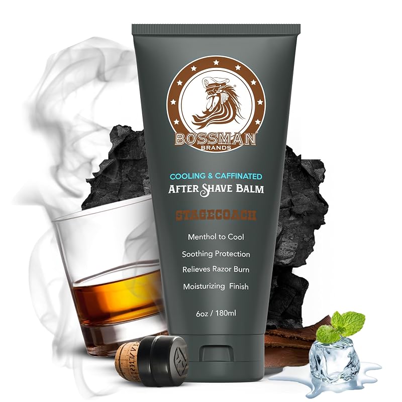 Bálsamo pós-barba Bossman com mentol e cafeína, fragrância Stagecoach