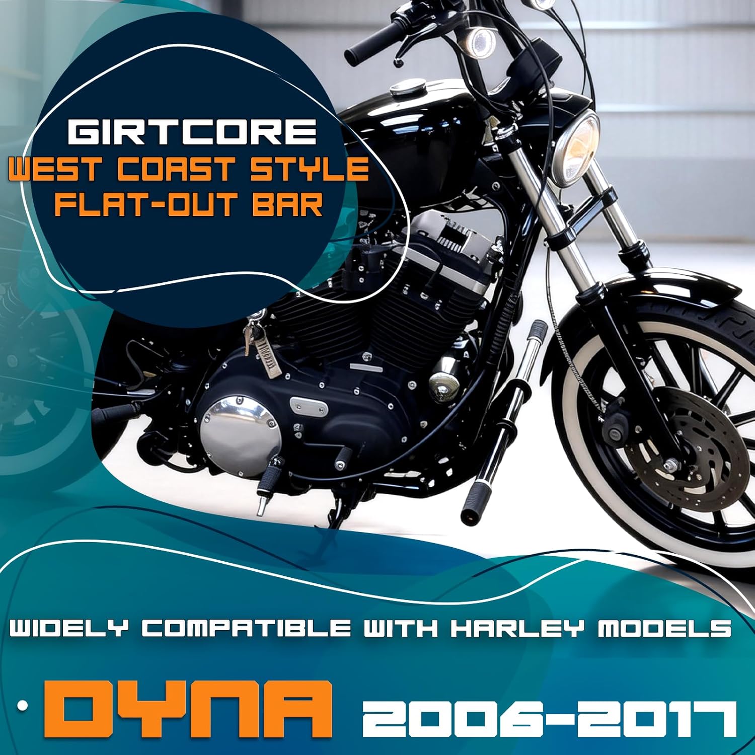 Flat-Out Crash Bar Engine Guard Highway Freeway Bar for Harley Davidson Dyna Fat Bob Low Rider Street Bob Wide Glide Switchback Super Glide Custom 2006-2017 (Gloss Black)